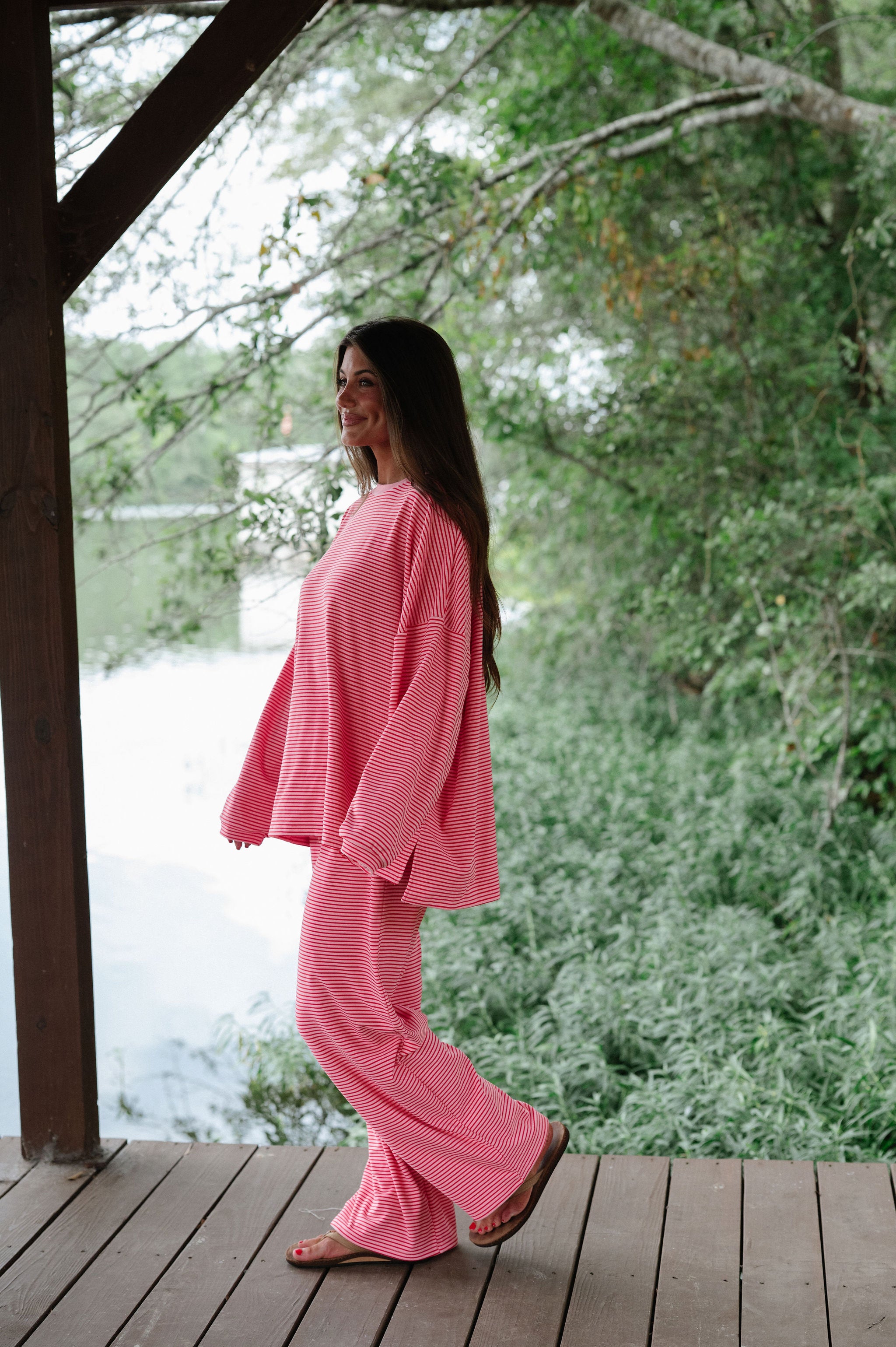 Nelly Striped Pants-Pink