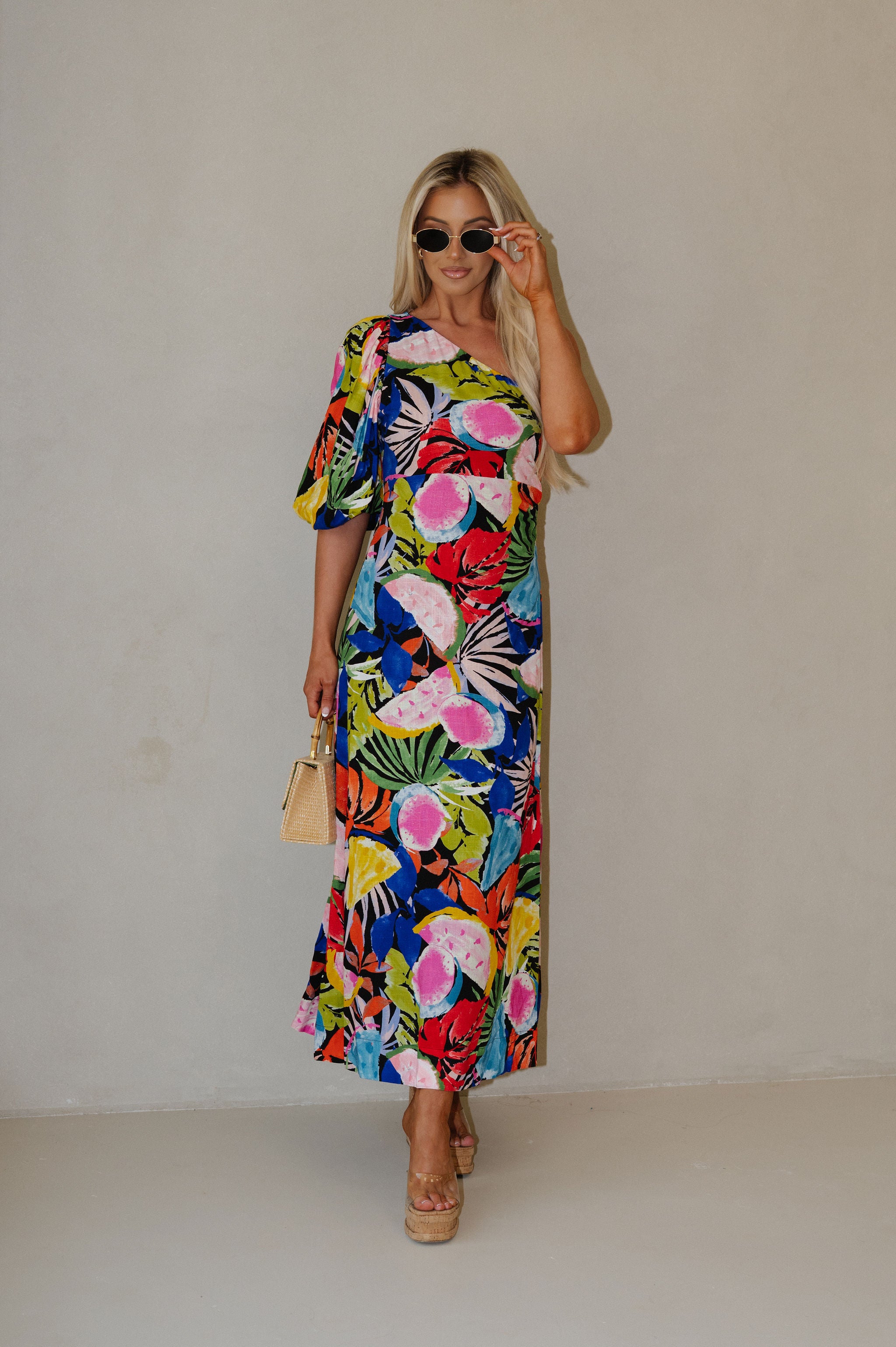 Resort Floral Maxi Dress-Black Multi