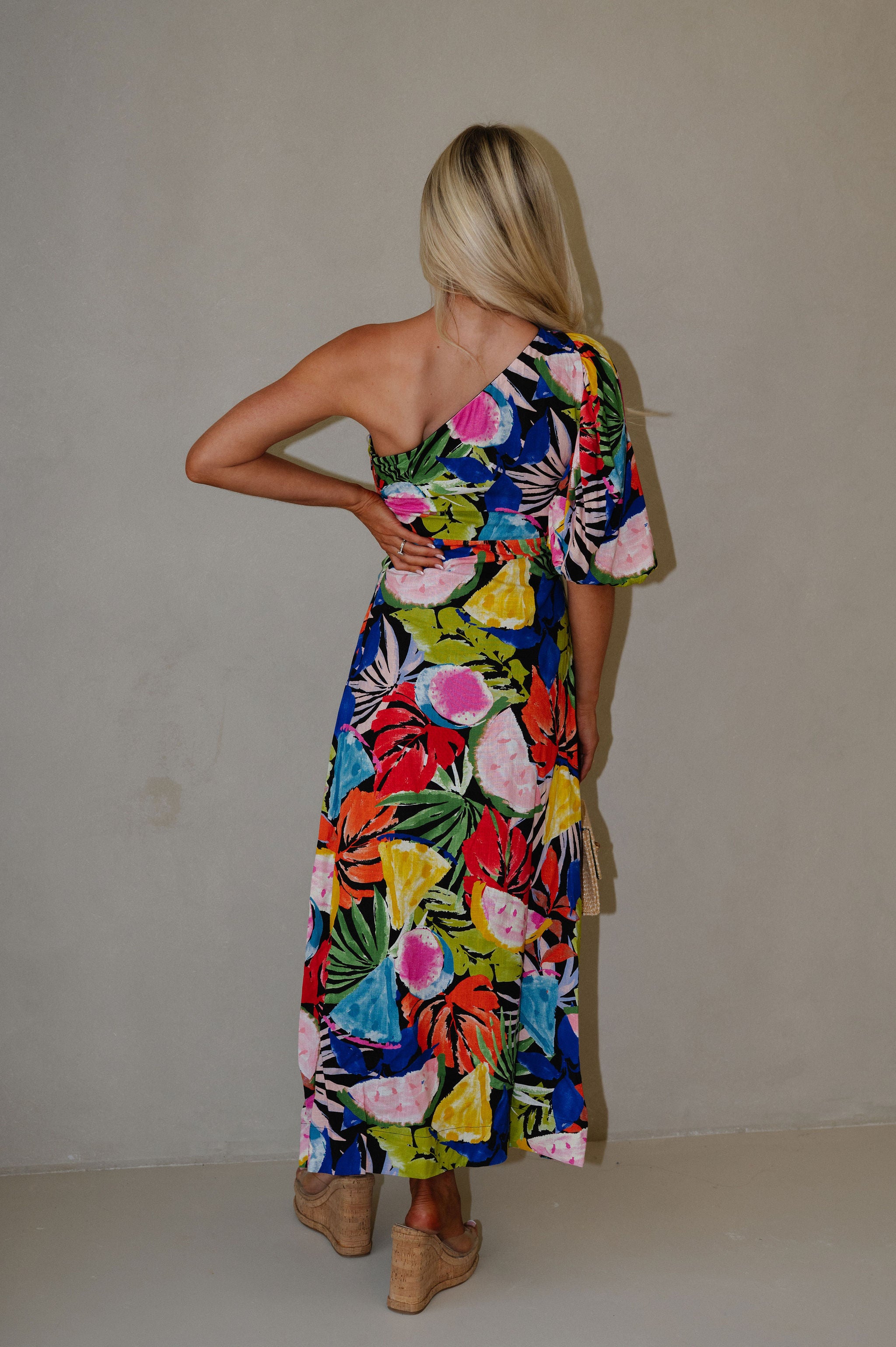Resort Floral Maxi Dress-Black Multi