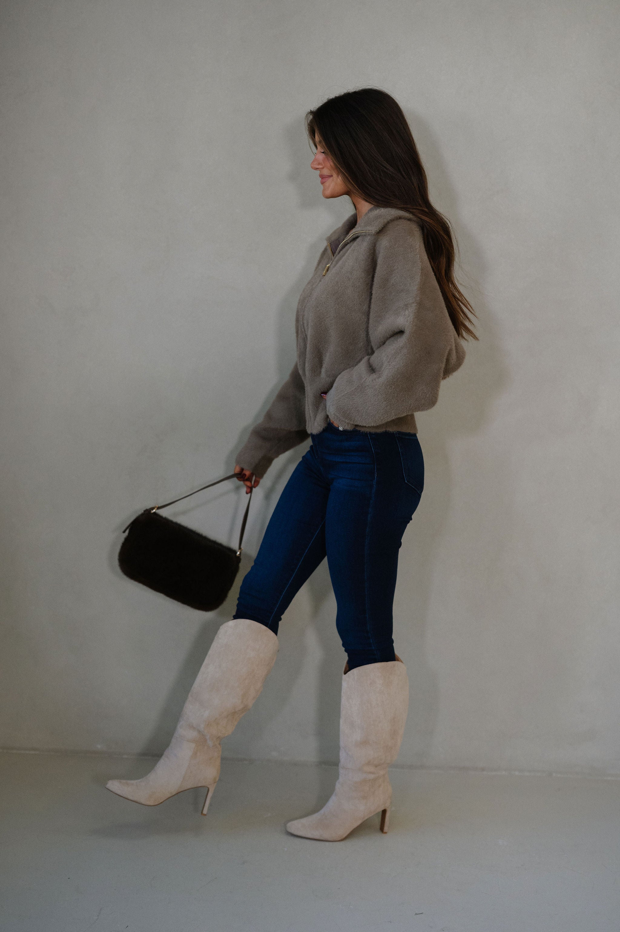 Harvey Fuzzy Cardigan-Cocoa