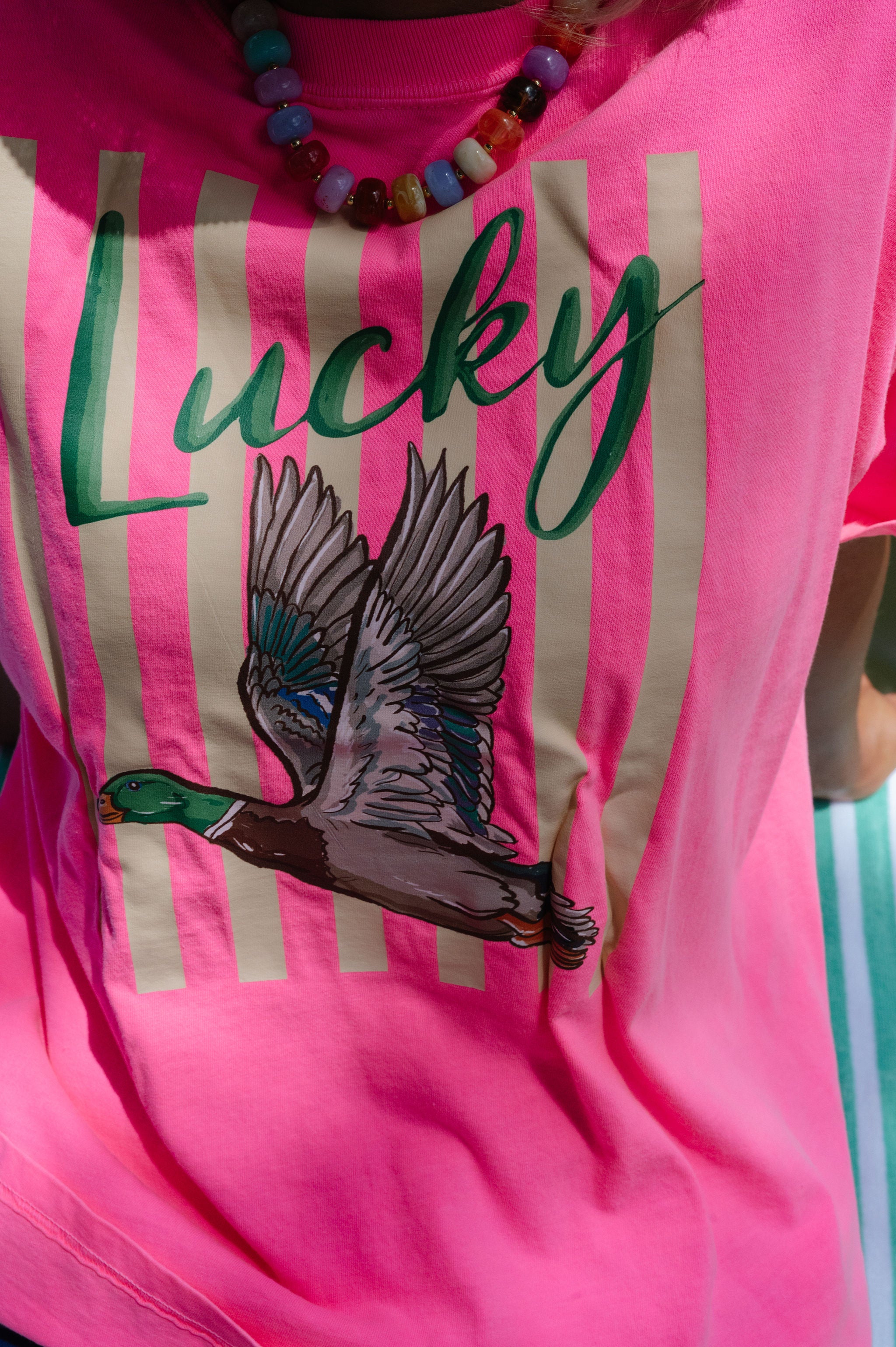 Lucky Duck Tee-Hot Pink