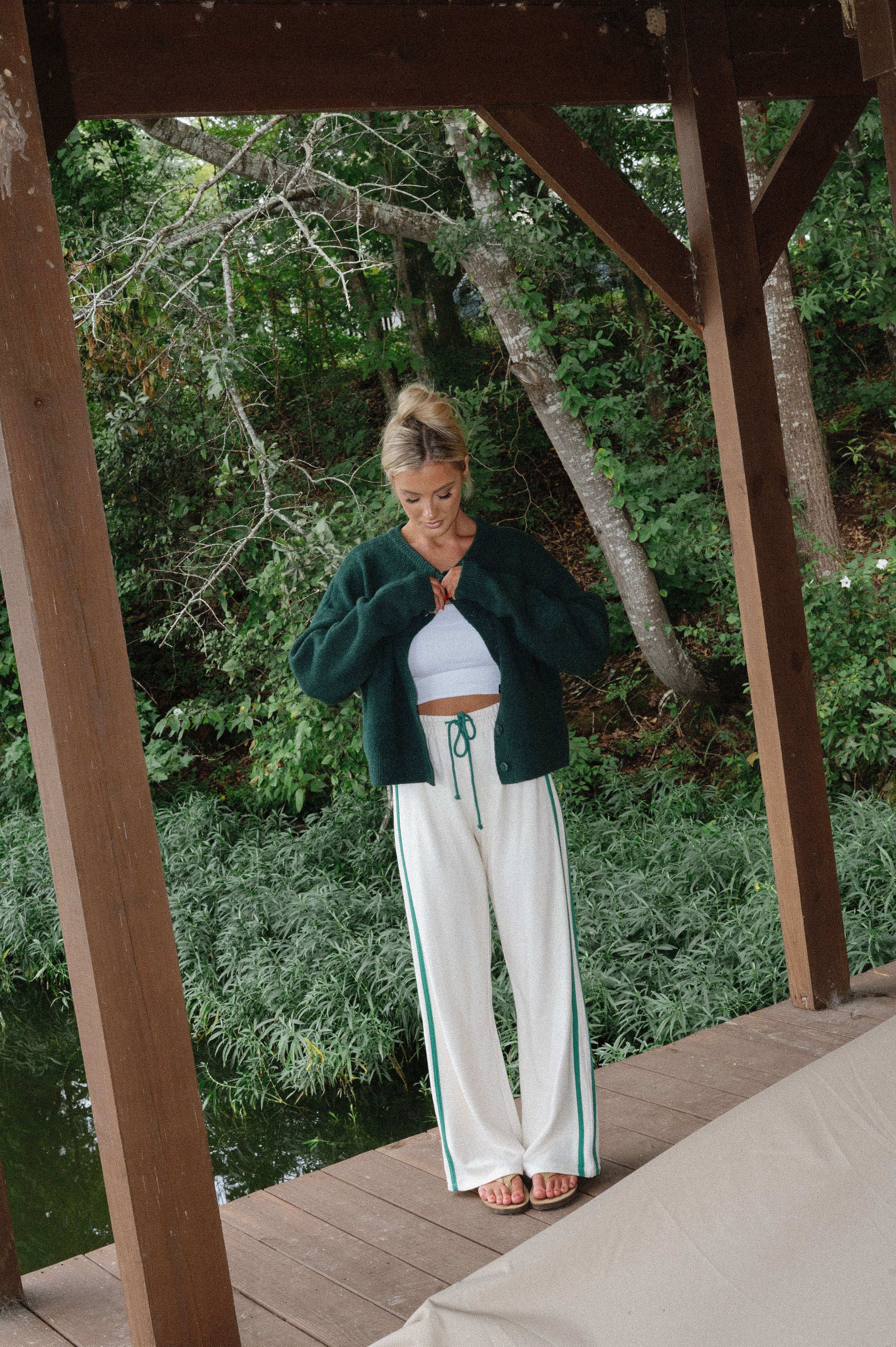 Vic Stripe Pants-Cream