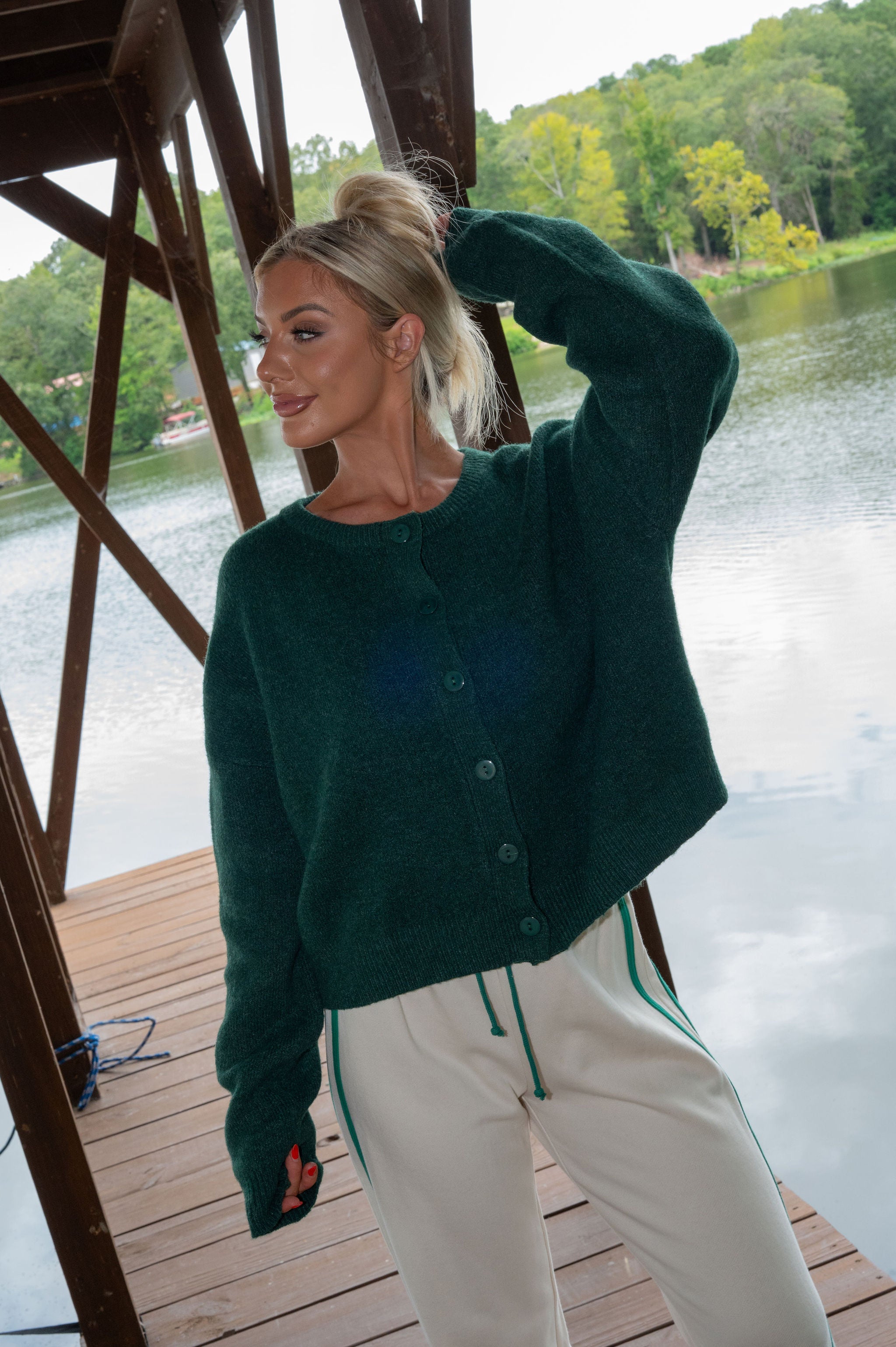 Daily Cardigan- Forest Green