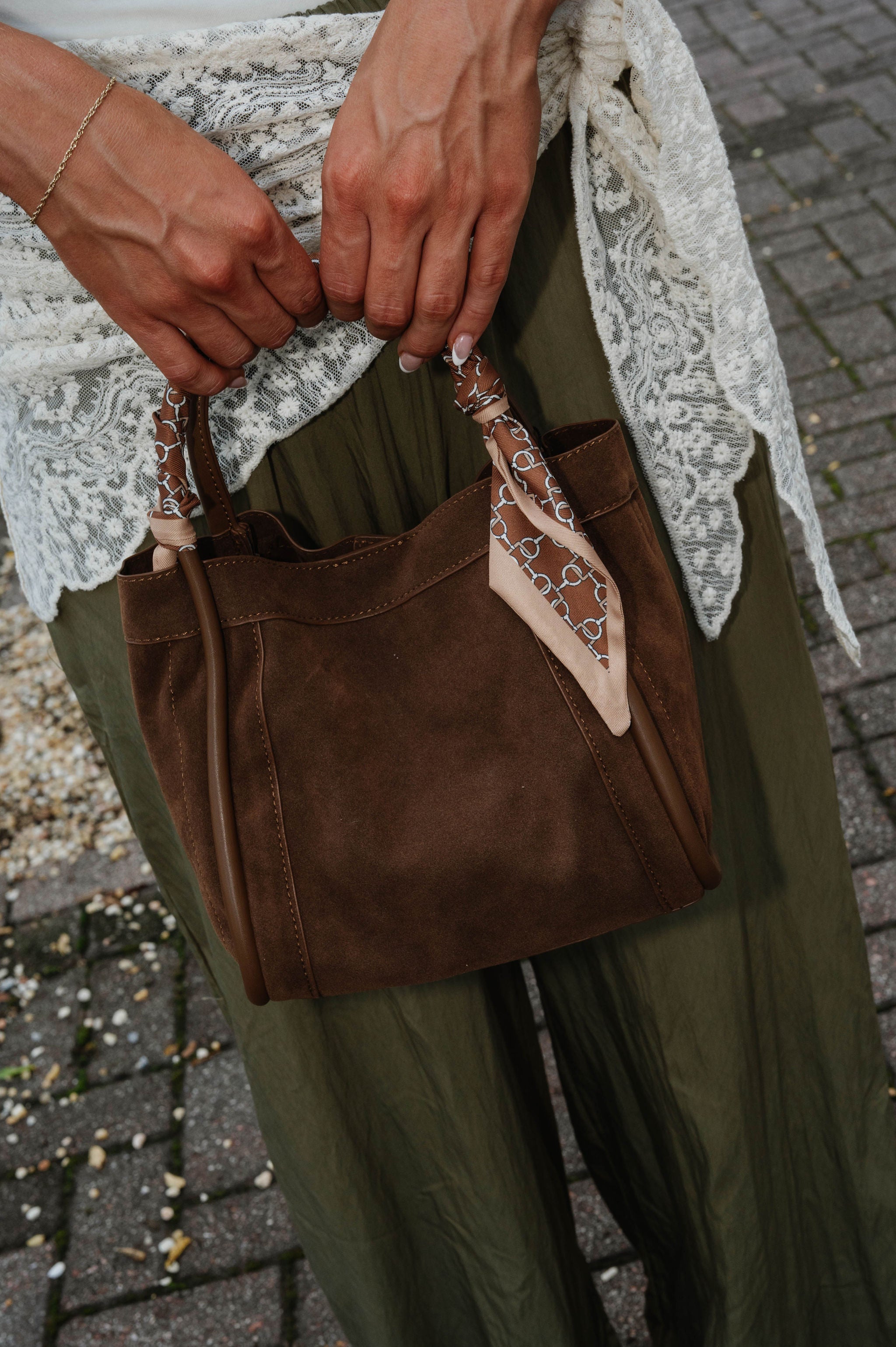 Gianna Suede Bag- Chocolate