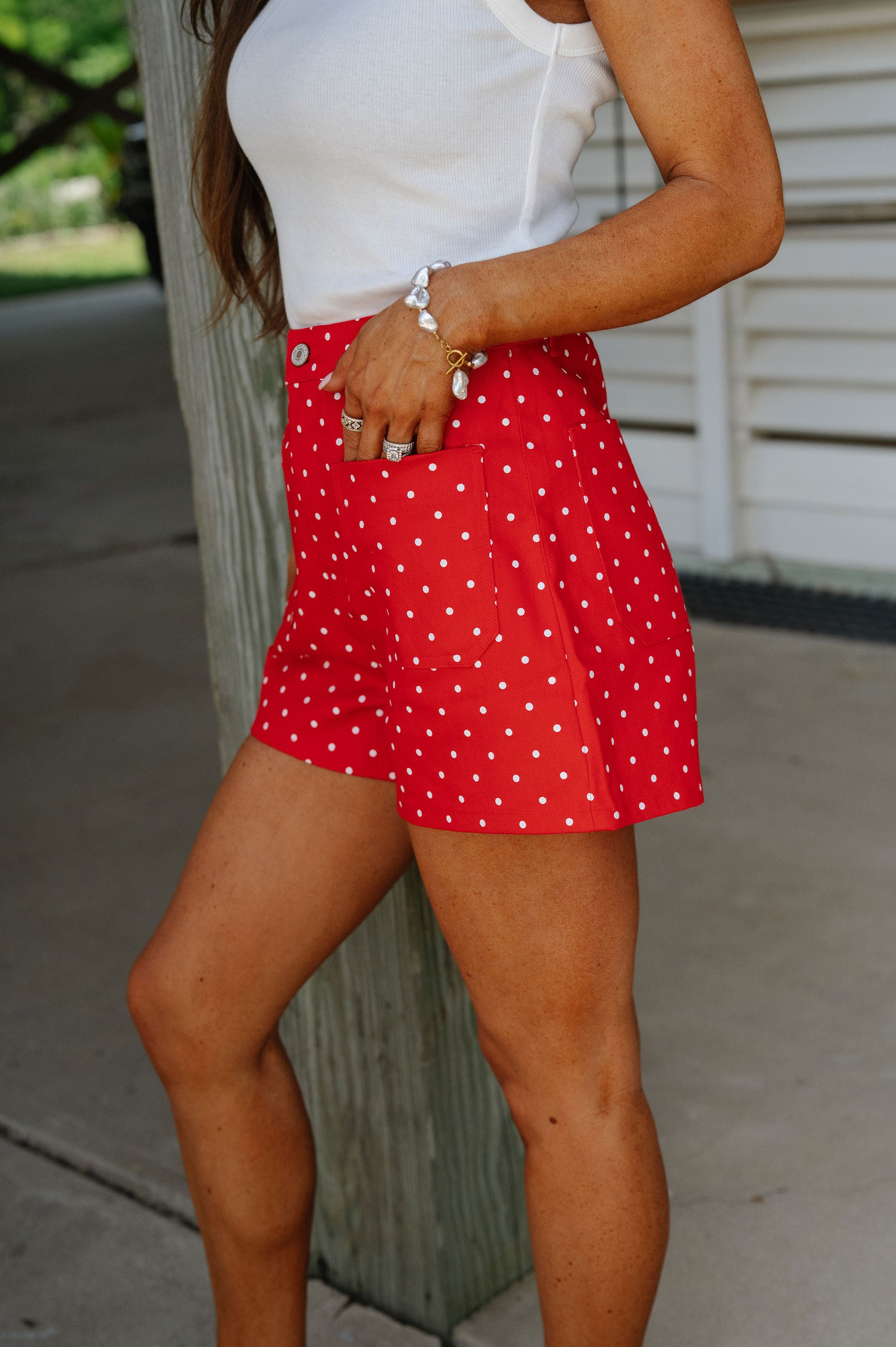 Monti Polka Dot Shorts-Red