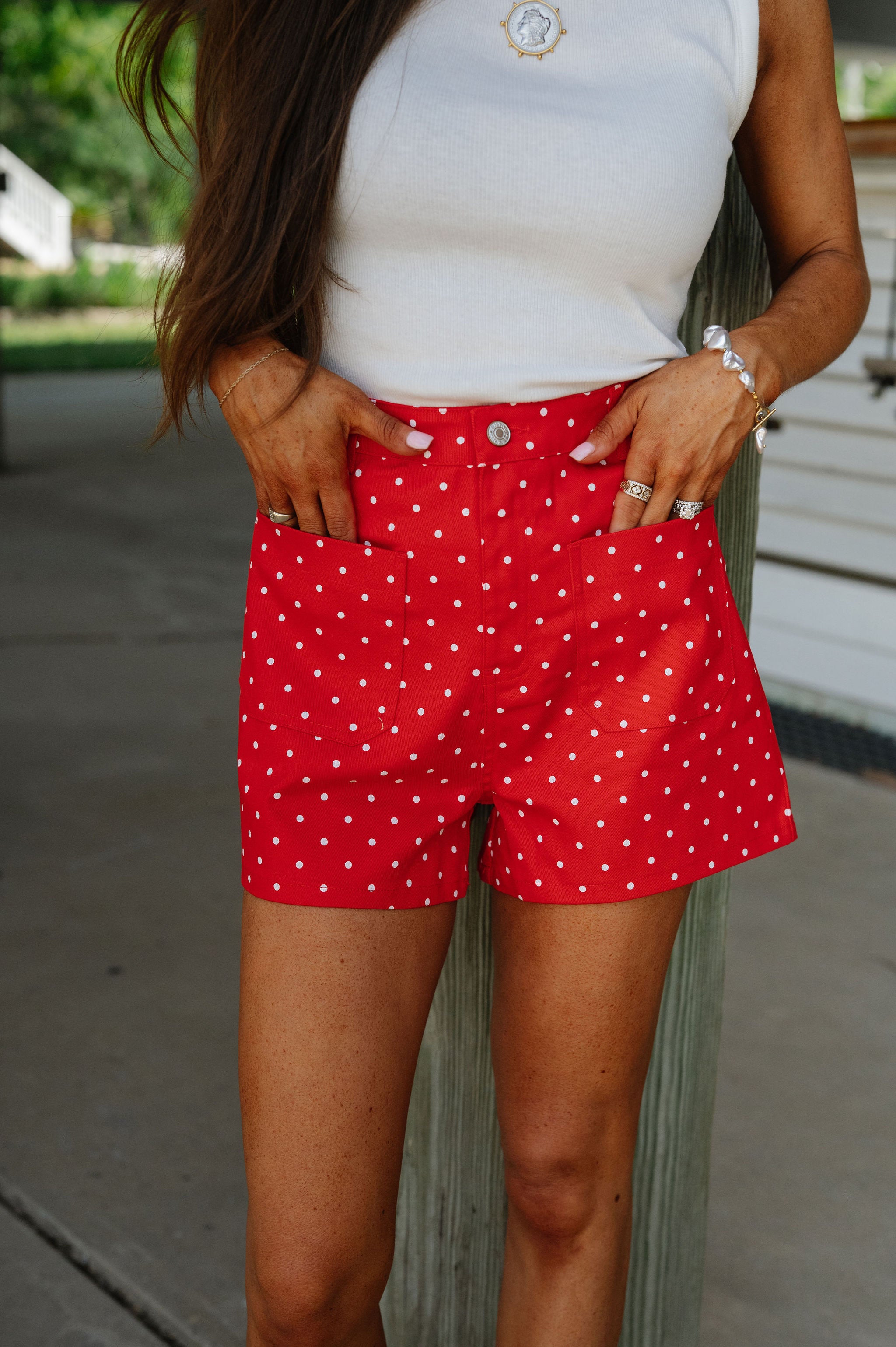 Monti Polka Dot Shorts-Red