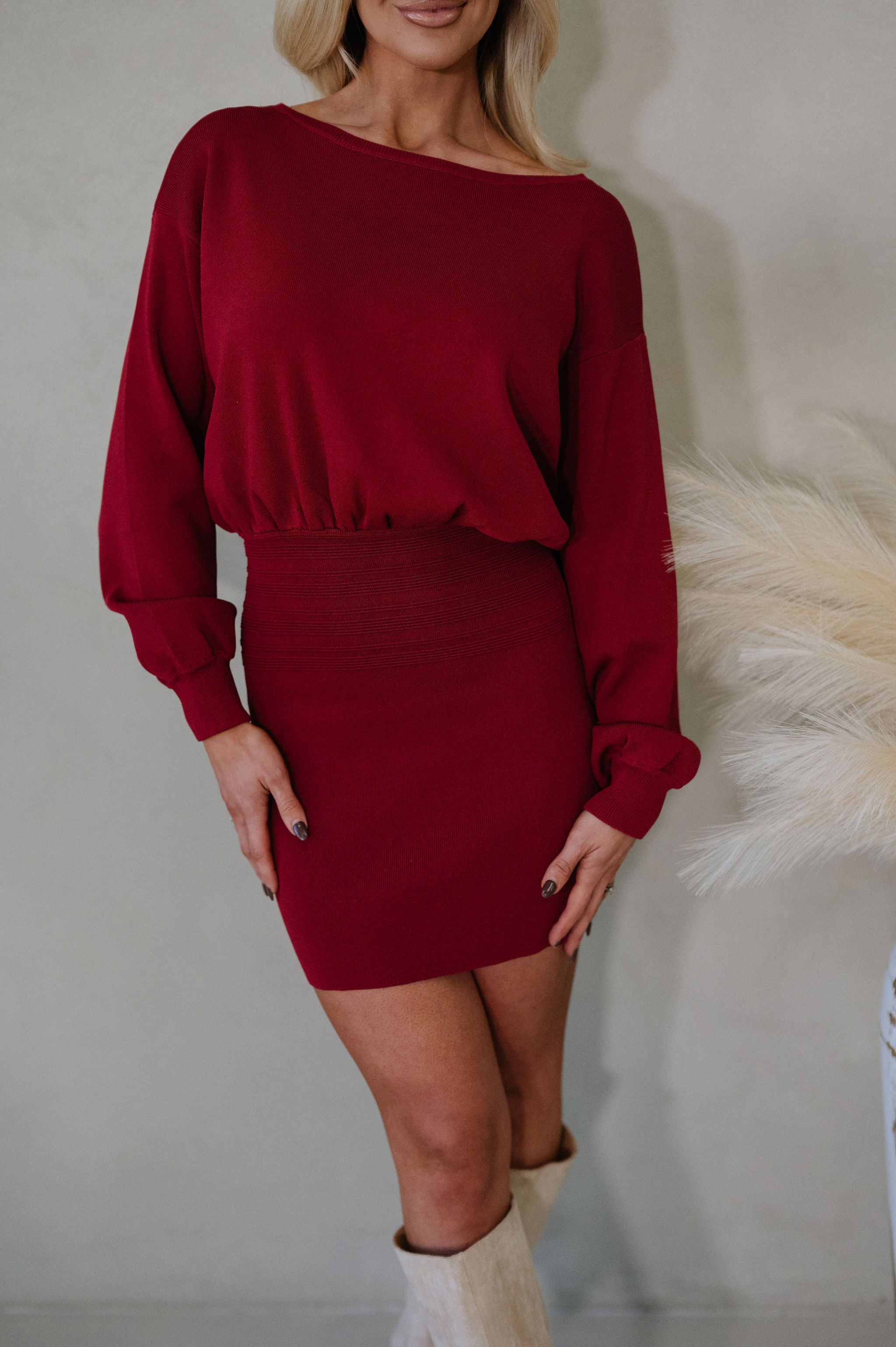 Fran Mini Dress-Dark Red