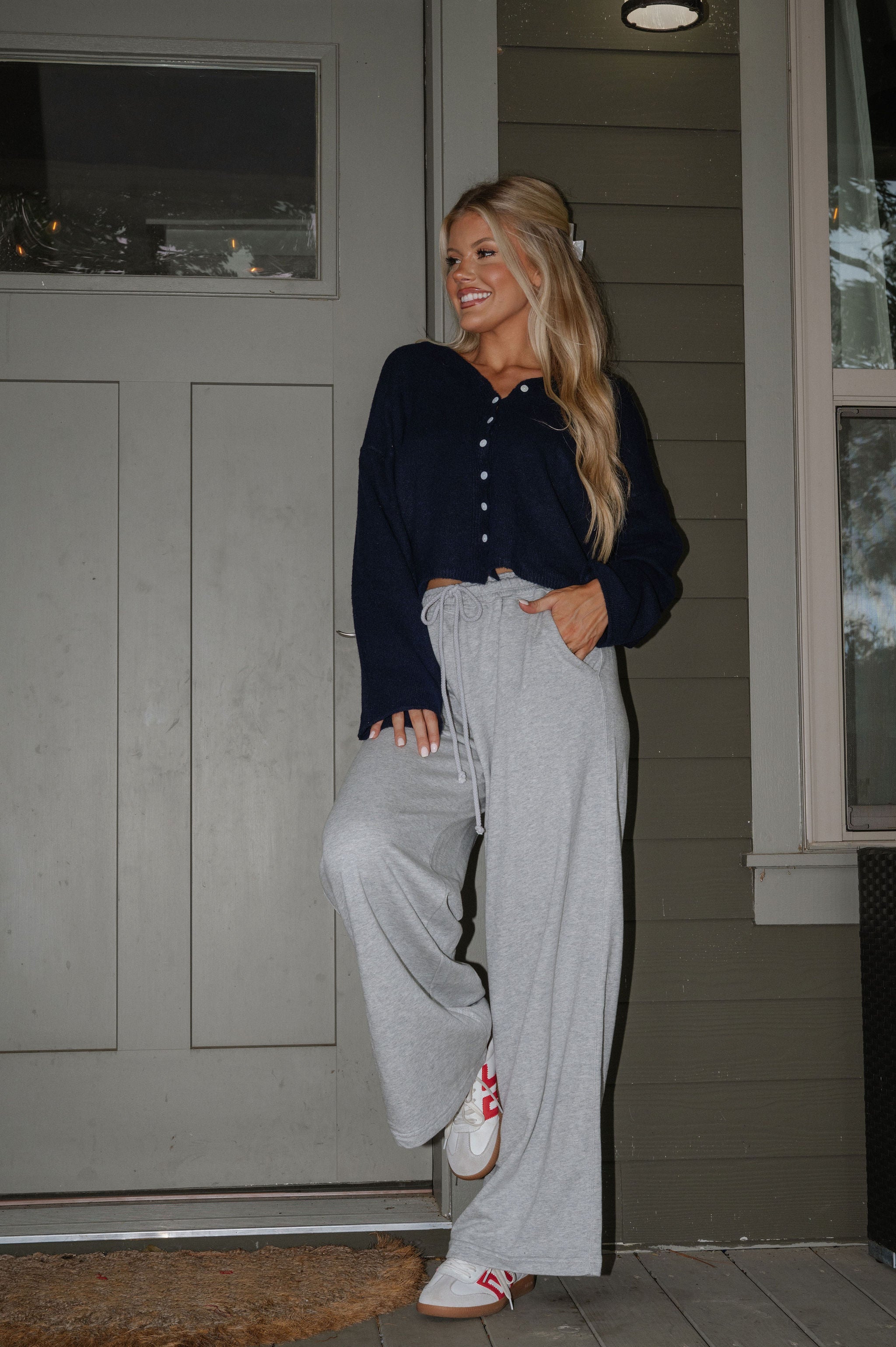 Onset Wide Leg Pants-Heather Grey
