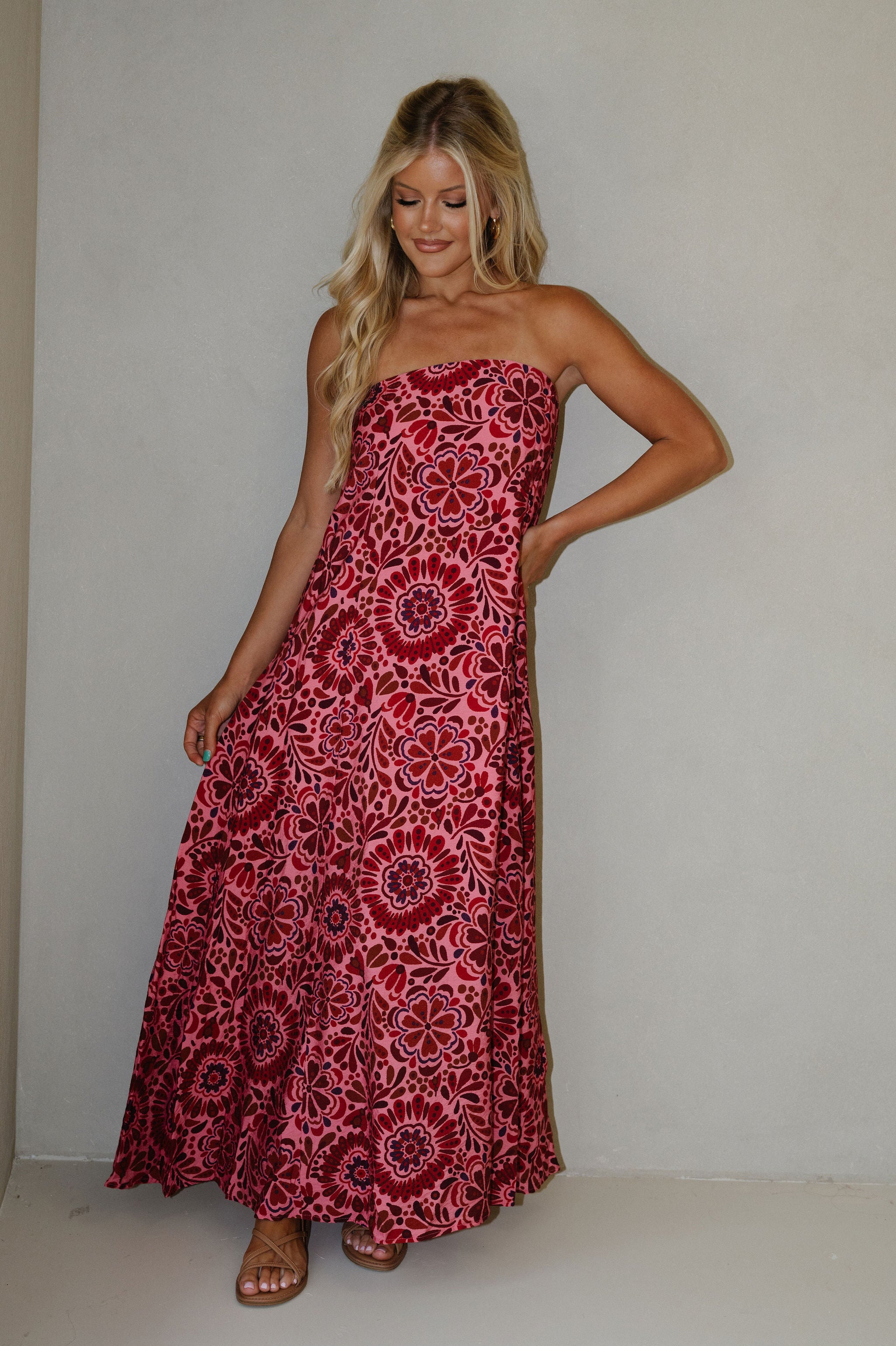 Addison Dress-Pink/Red