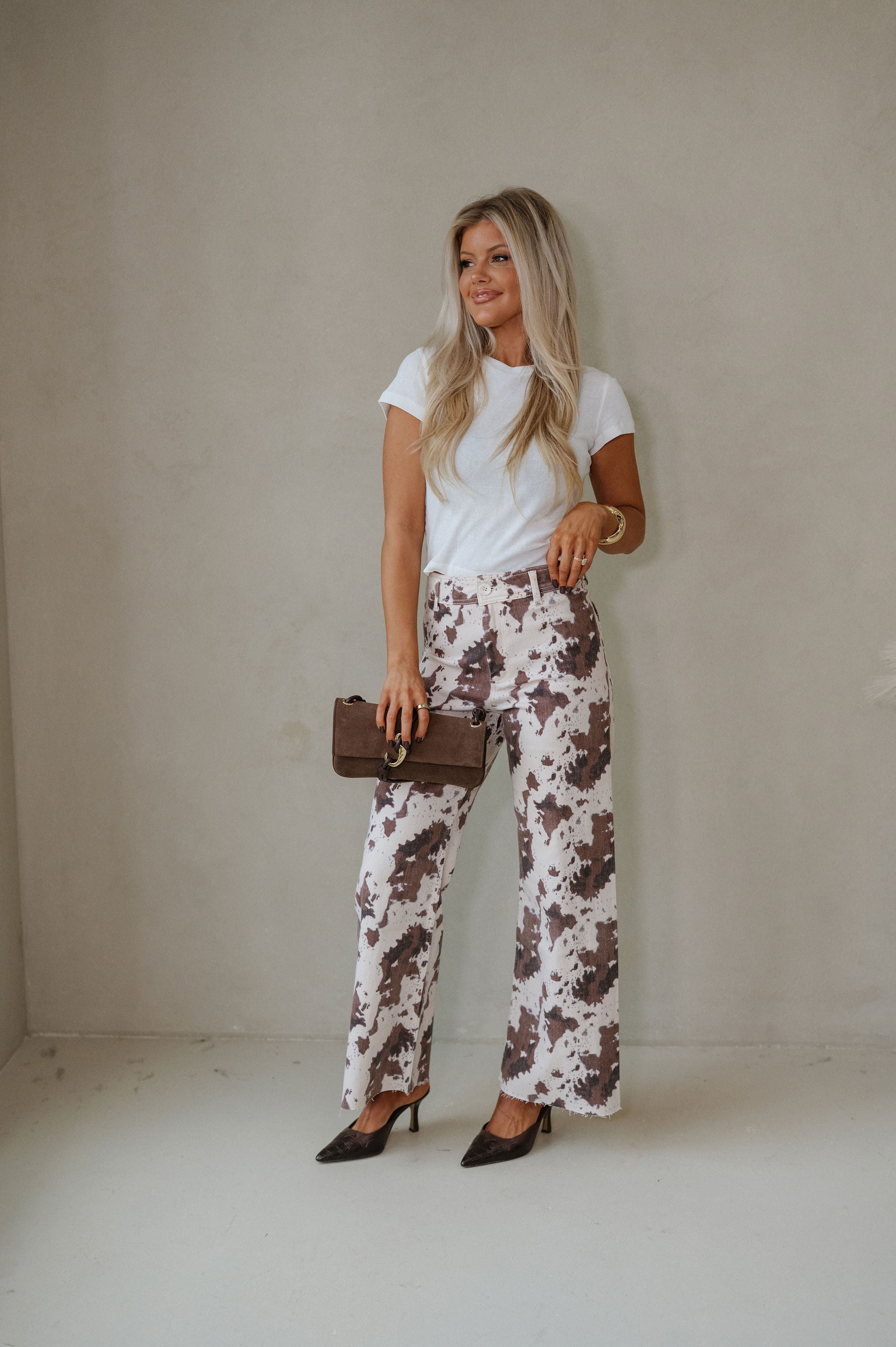 Francie Printed Pants-Brown Multi