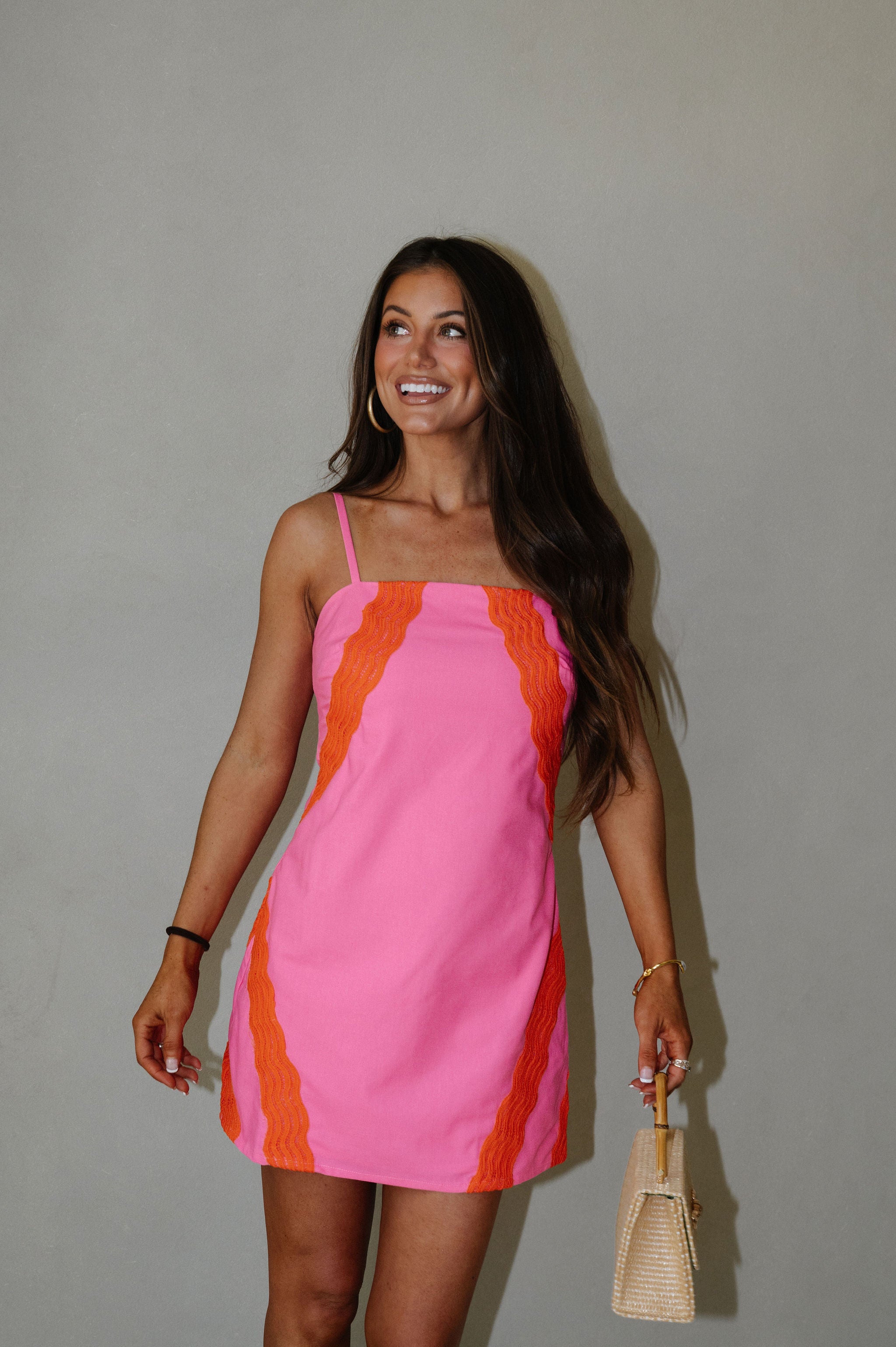 Scallop Lace Trim Linen Mini Dress
