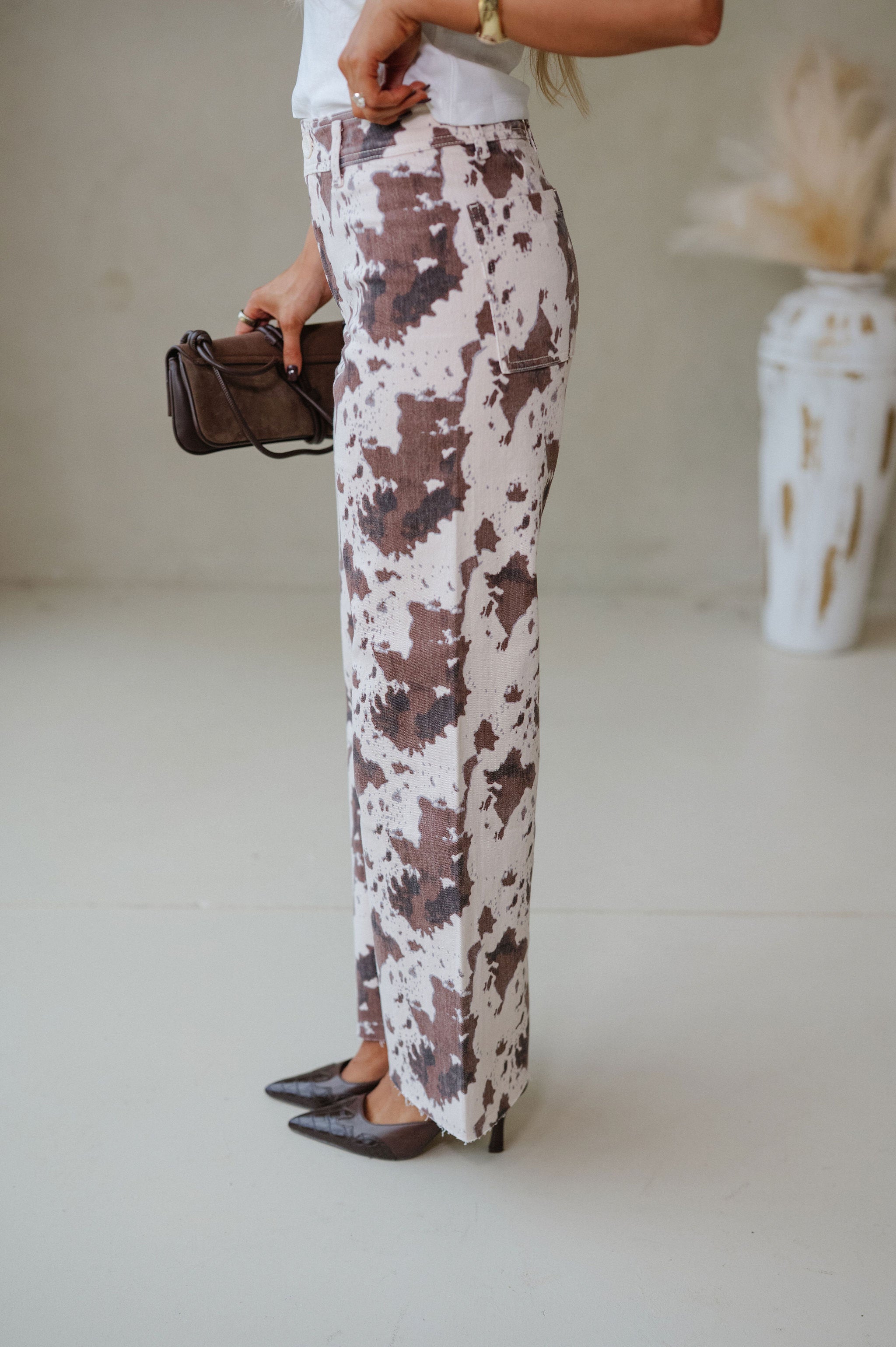 Francie Printed Pants-Brown Multi