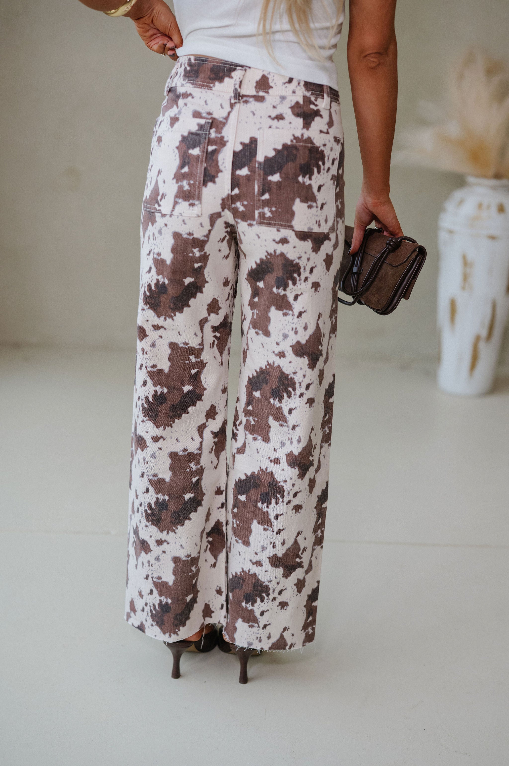 Francie Printed Pants-Brown Multi