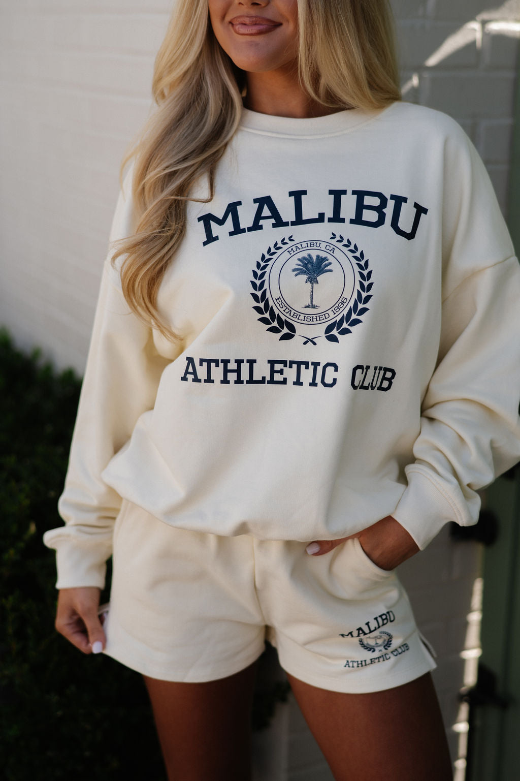 Malibu Crewneck Sweat Set-Cream