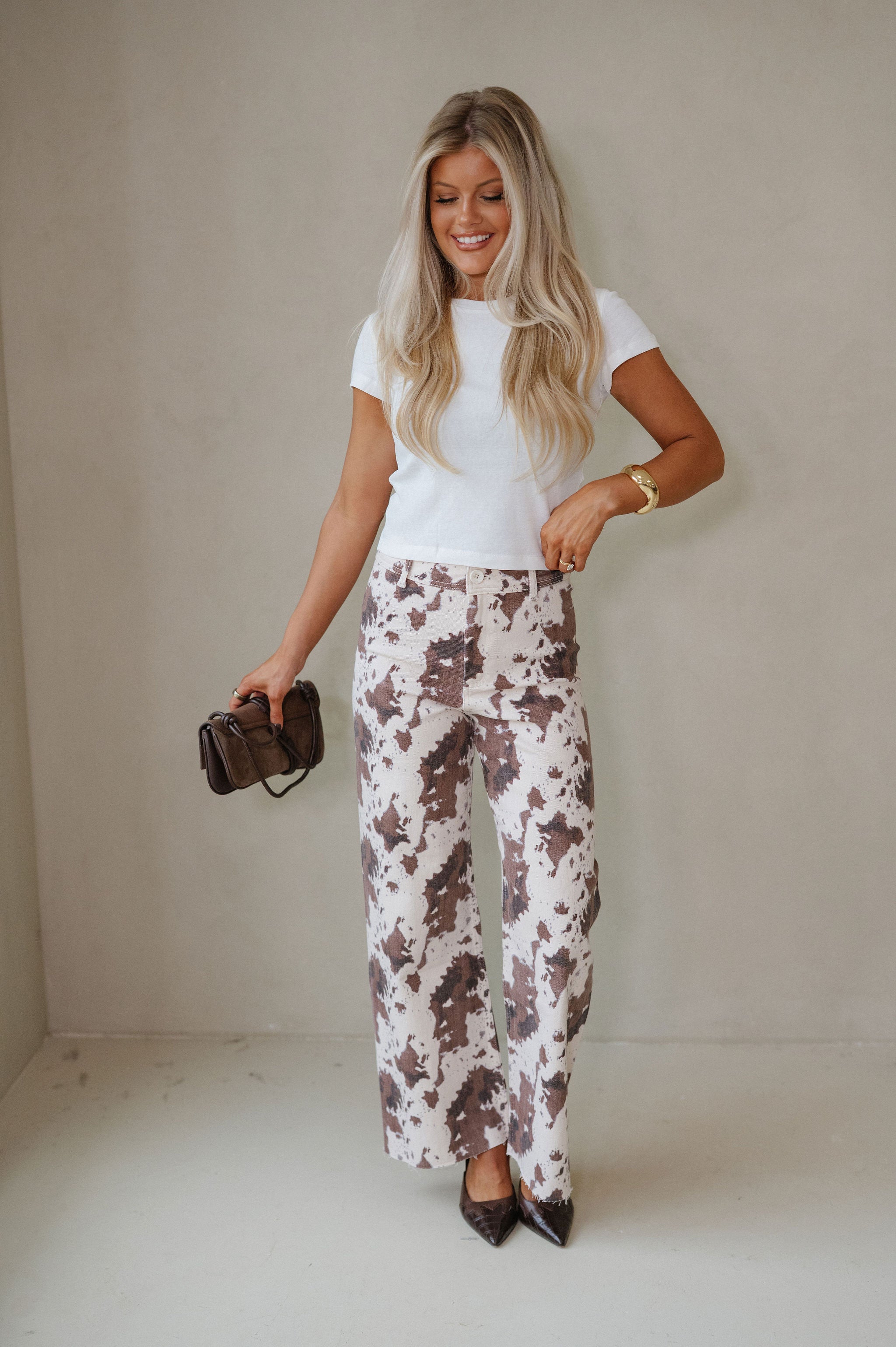 Francie Printed Pants-Brown Multi