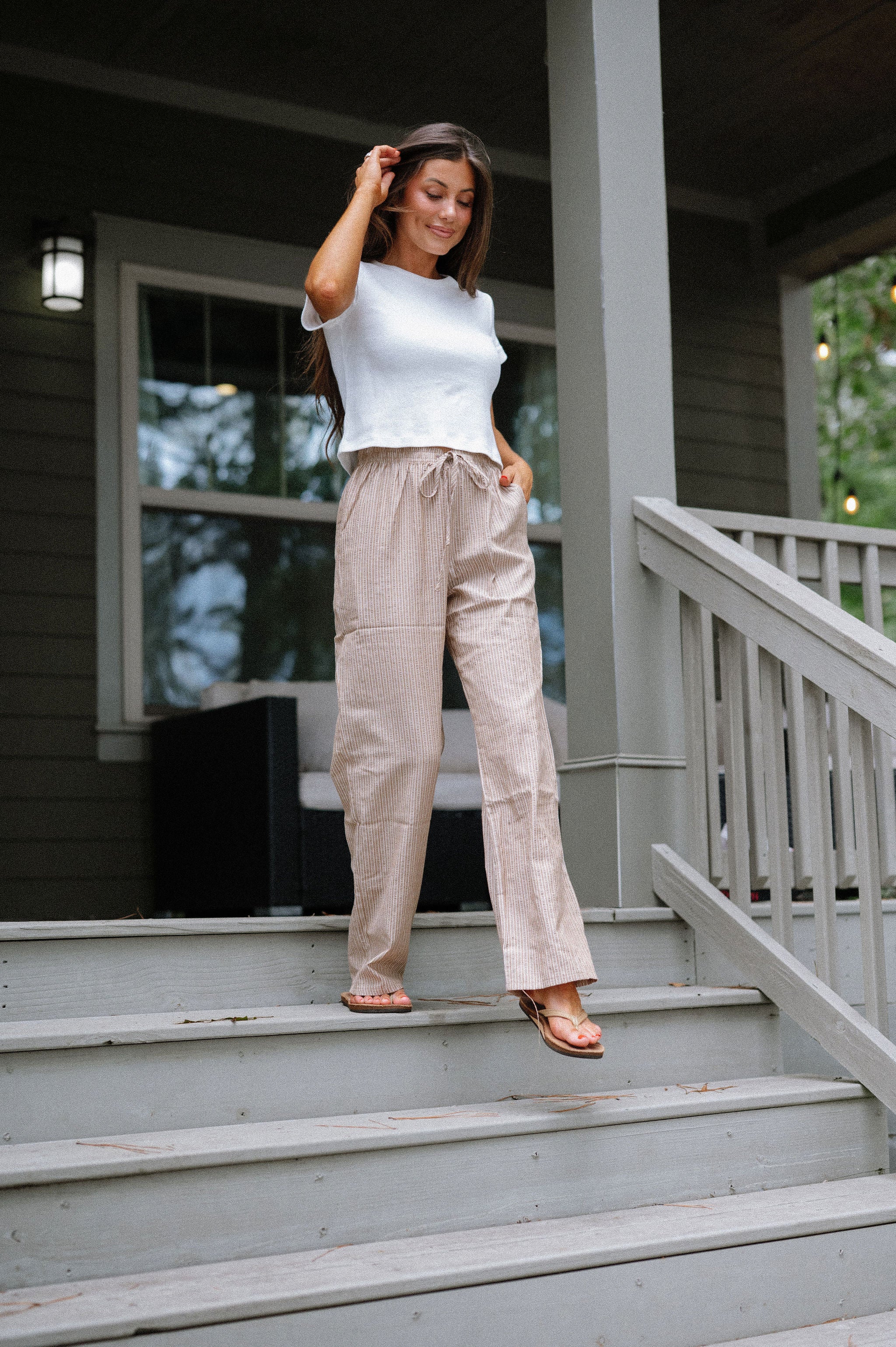 Charlie Stripe Pant-Khaki