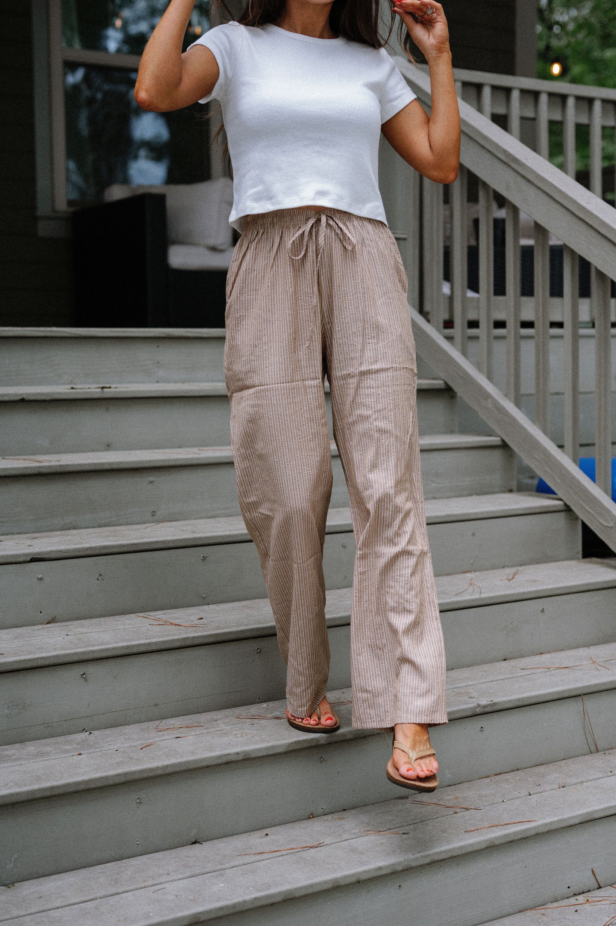 Charlie Stripe Pant-Khaki