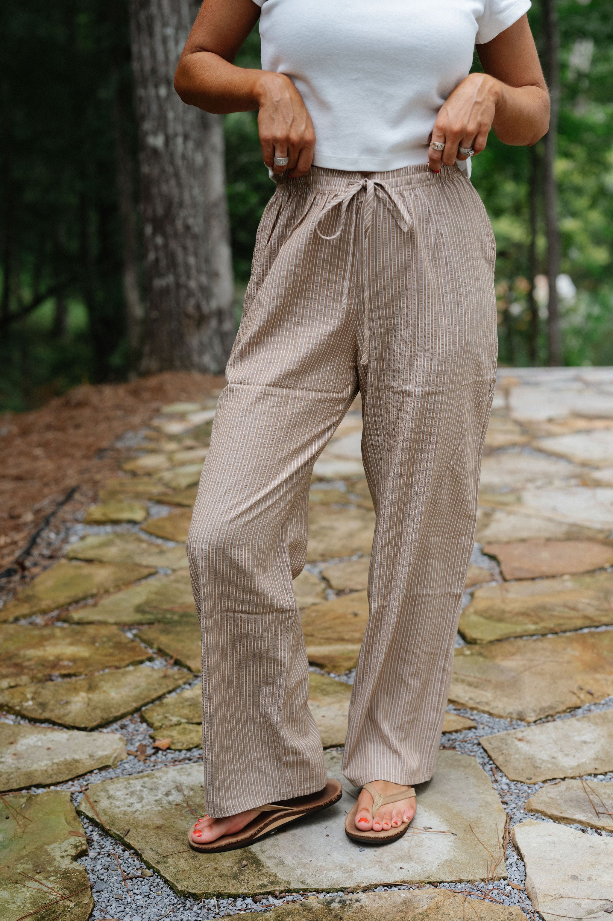 Charlie Stripe Pant-Khaki