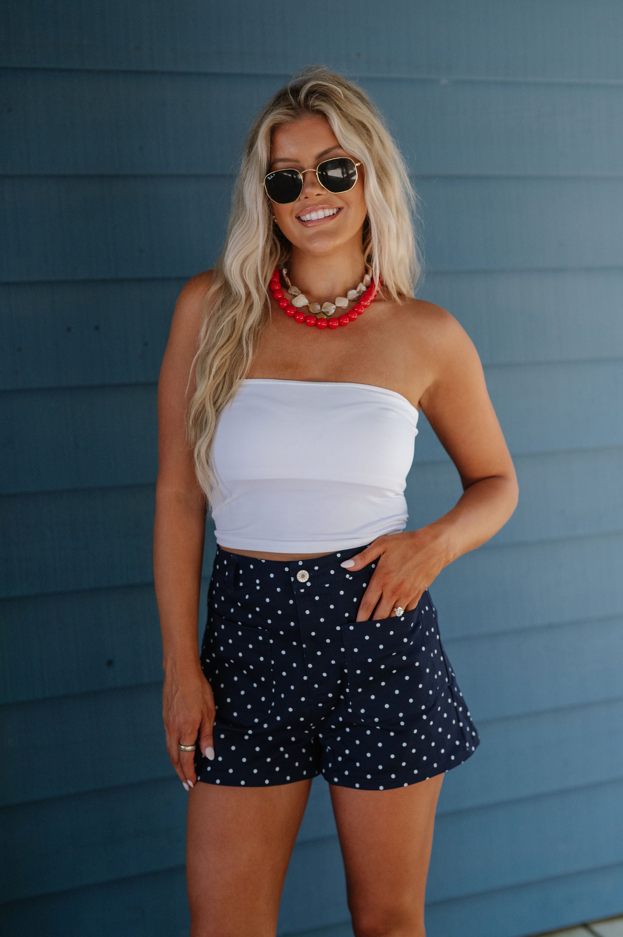 Monti Polka Dot Shorts-Navy
