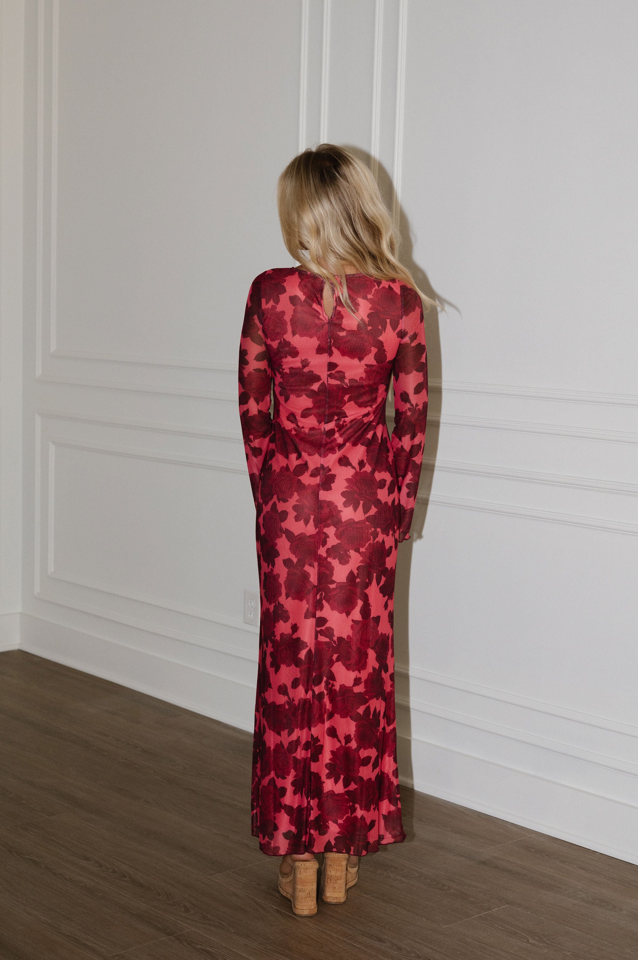 Hunny Floral Maxi Dress-Red