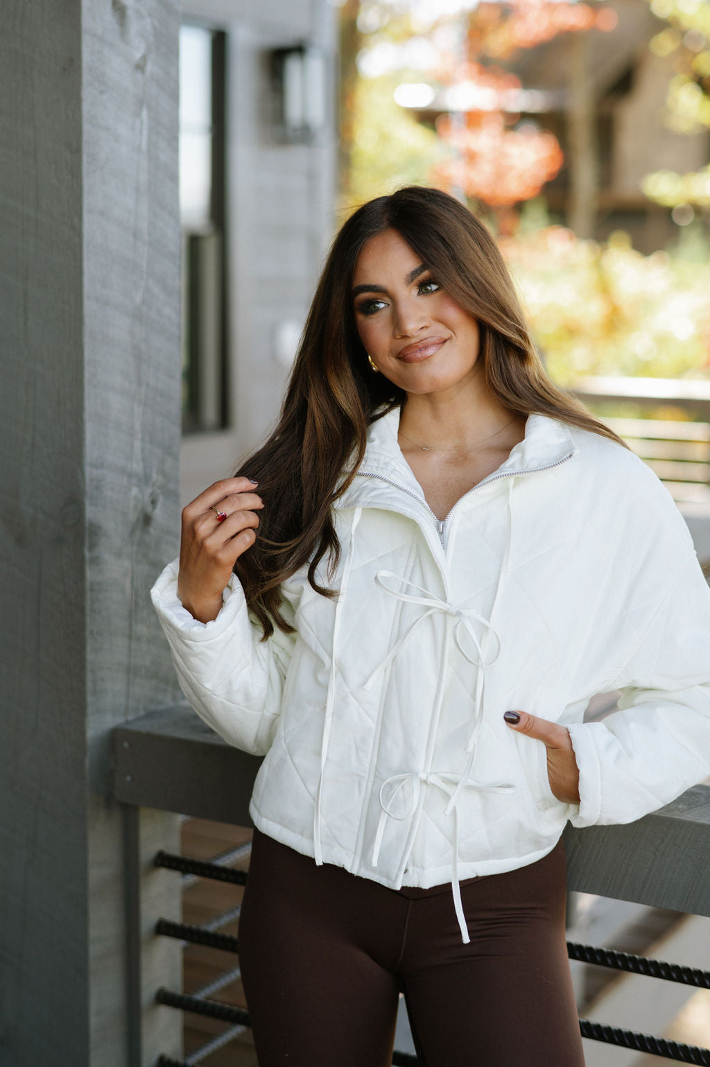 DOORBUSTER// Padded Bow Jacket-Ivory