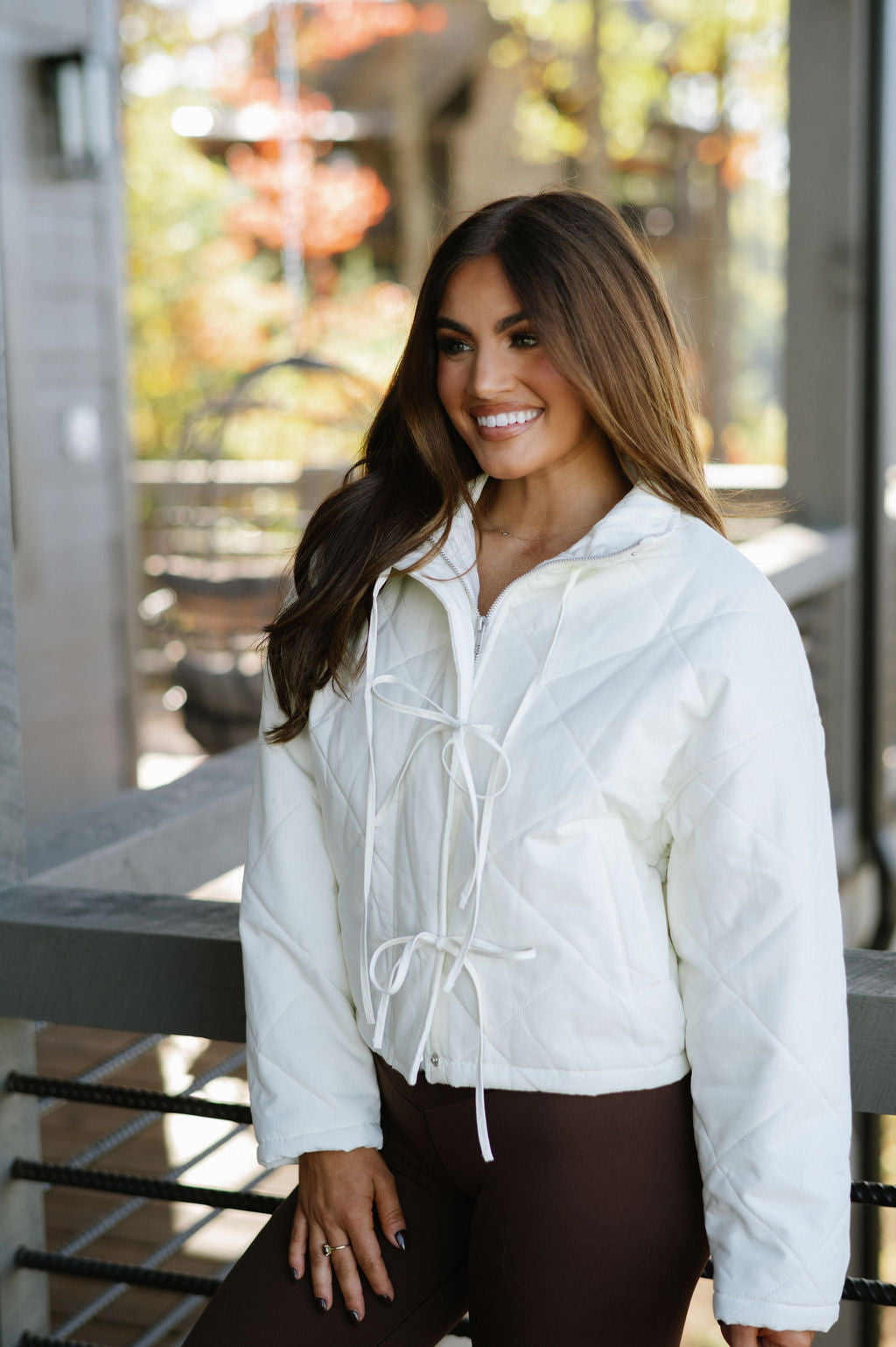 DOORBUSTER// Padded Bow Jacket-Ivory