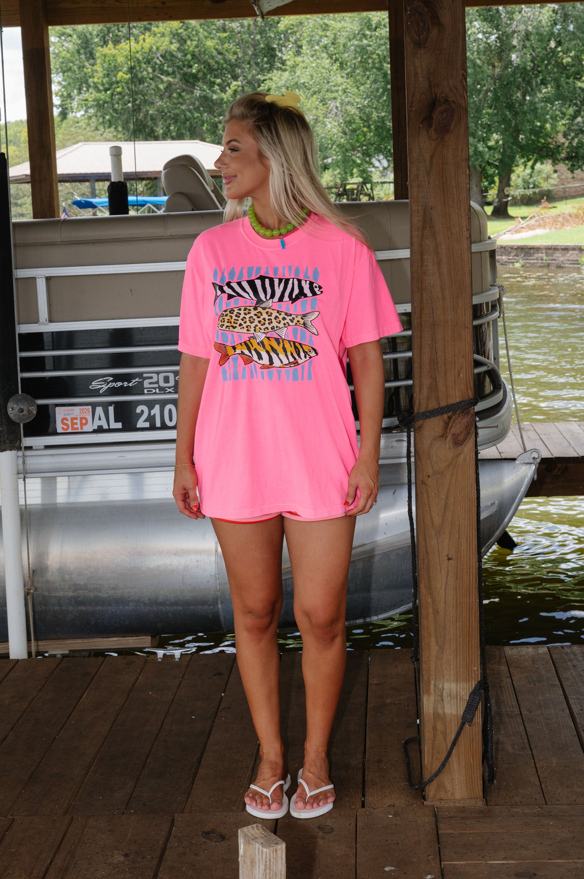 Preppy Fish Tee-Hot Pink
