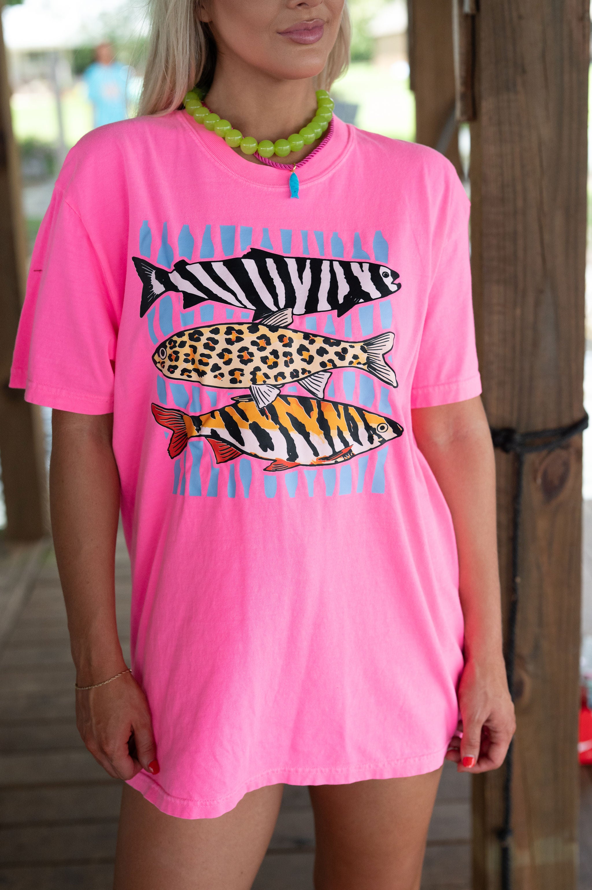Preppy Fish Tee-Hot Pink