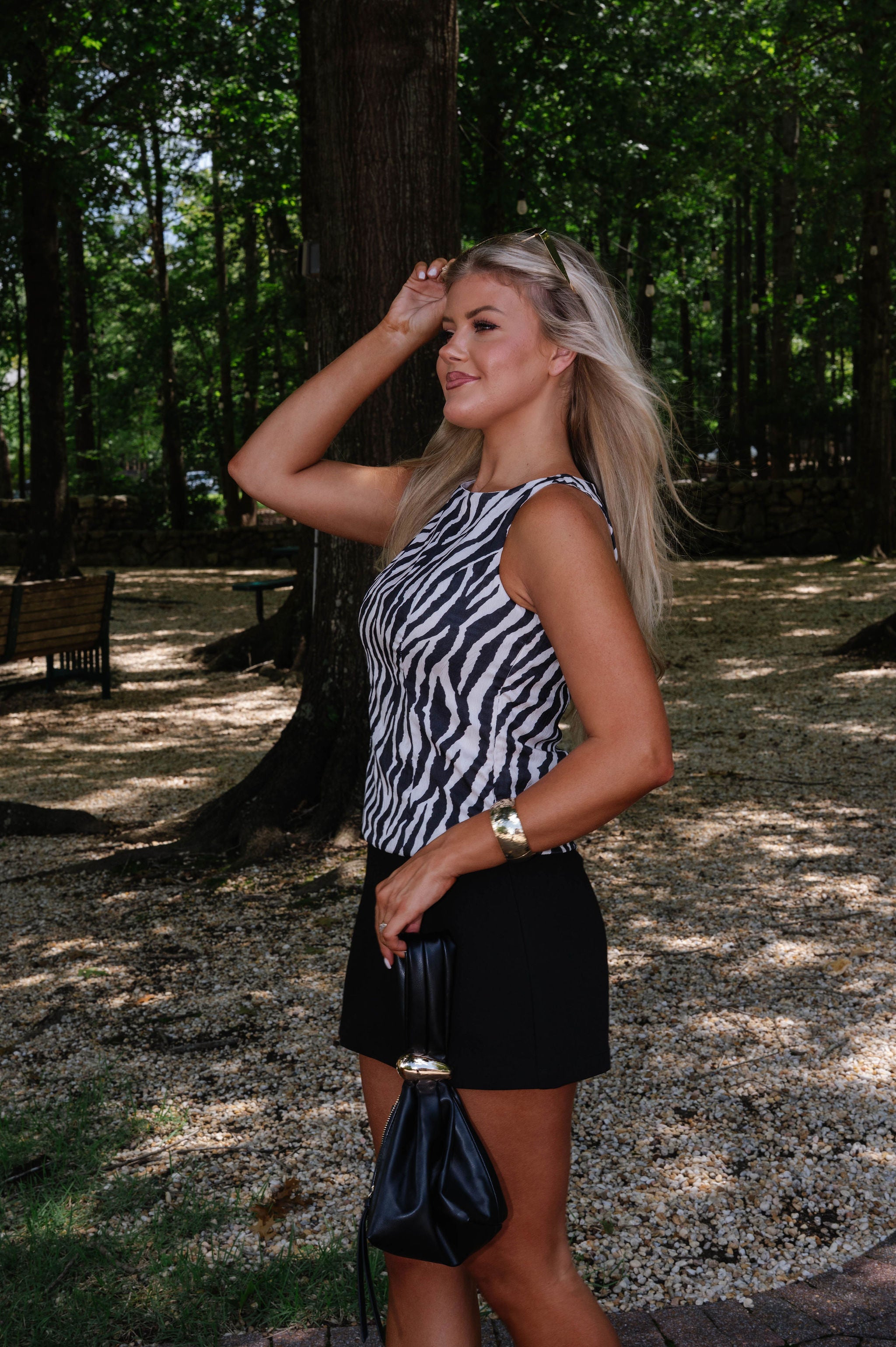 Zebra Print Jacquard Sleeveless Top