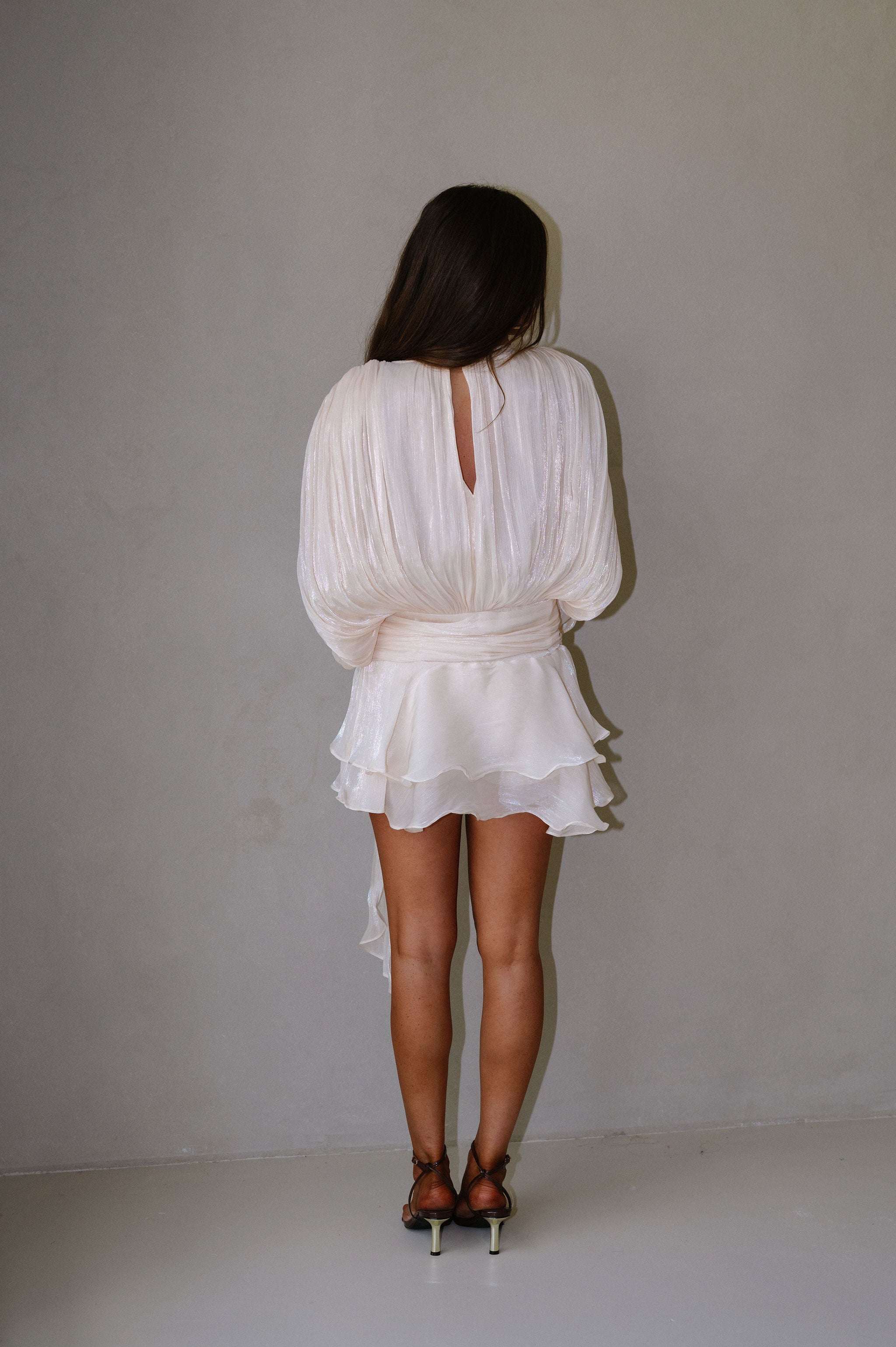 Helen Shimmer Mini Dress- Cream