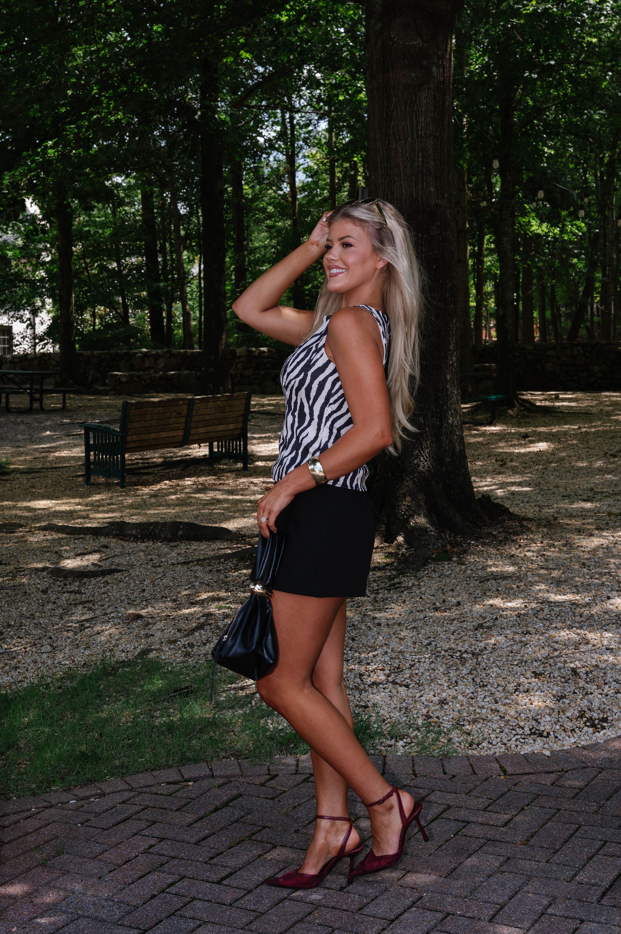Zebra Print Jacquard Sleeveless Top