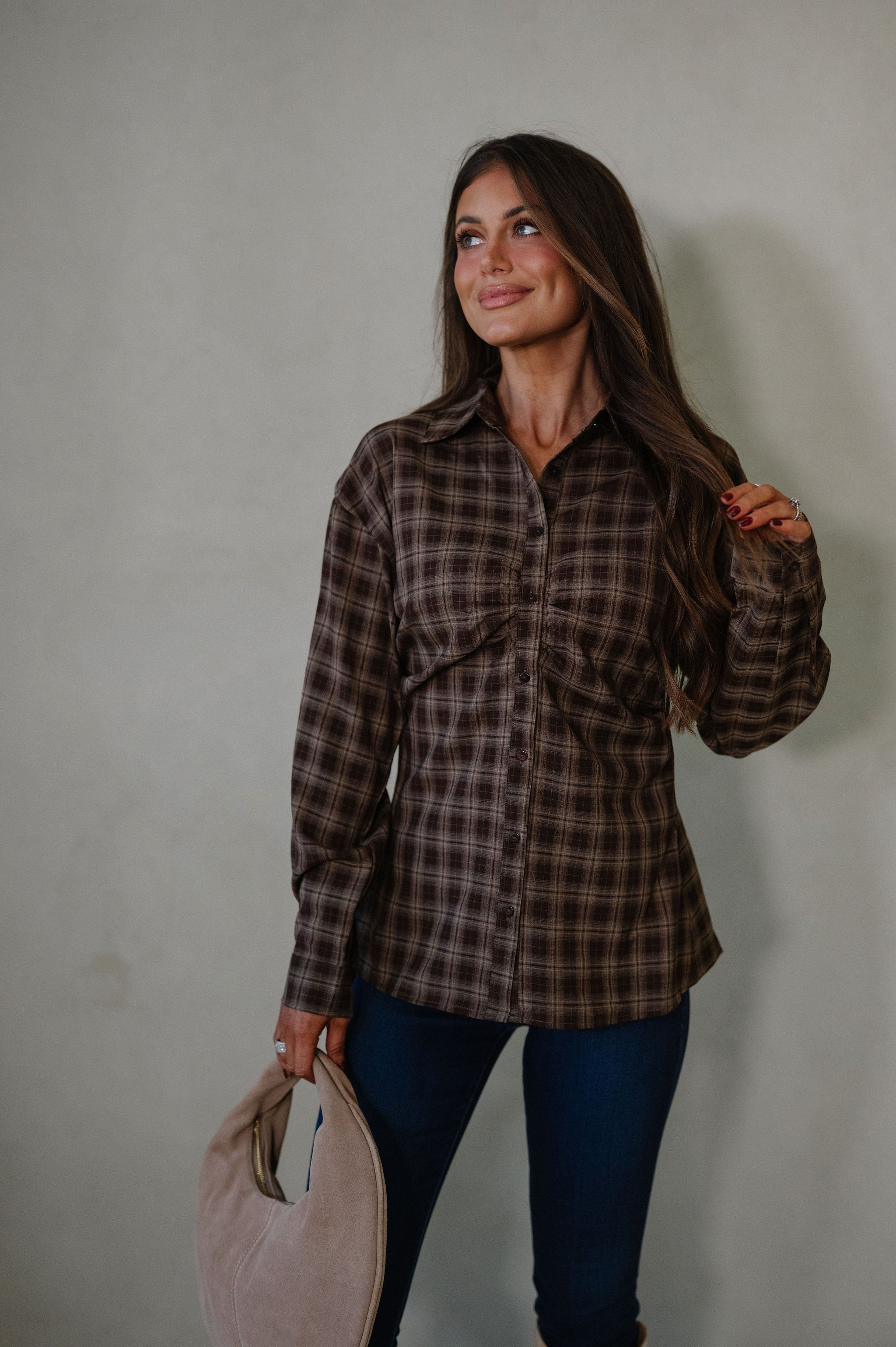 Allison Plaid Shirt-Brown
