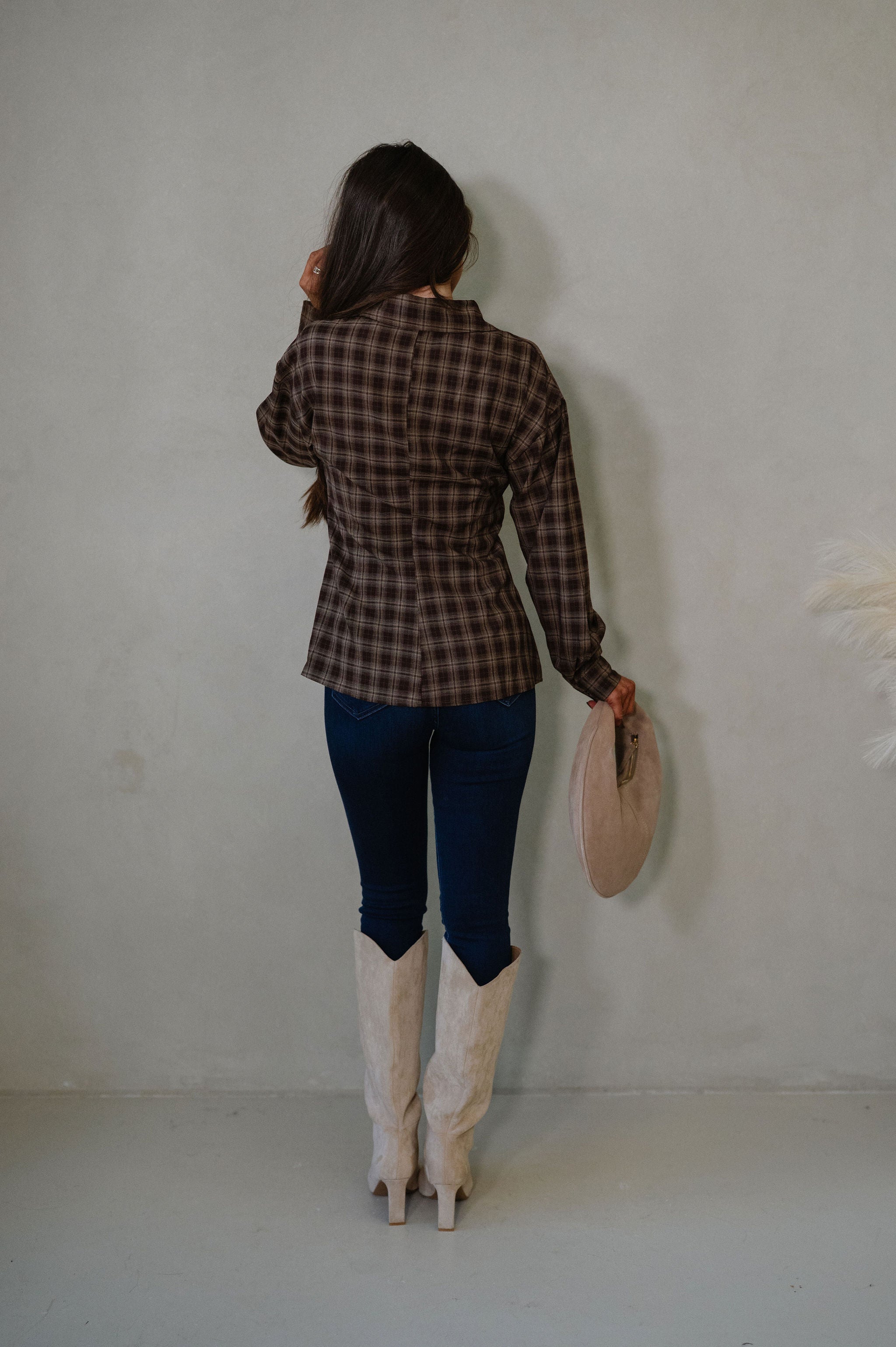 Allison Plaid Shirt-Brown