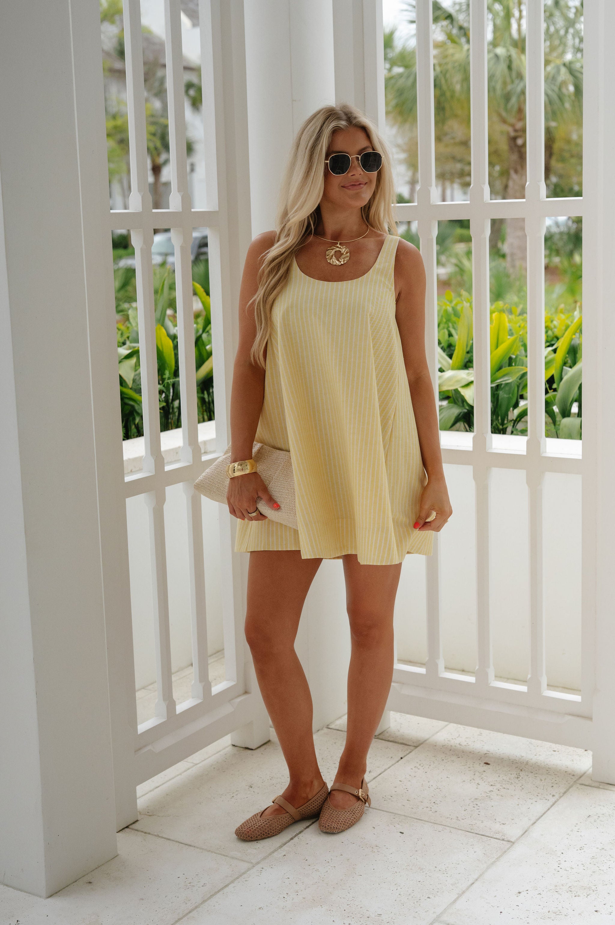 Ava Striped Swing Dress-Butter