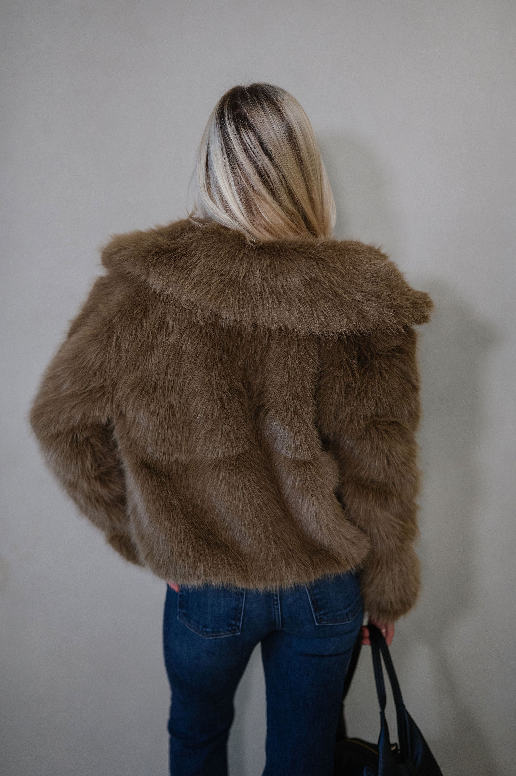 Audrey Faux Fur Jacket-Brown