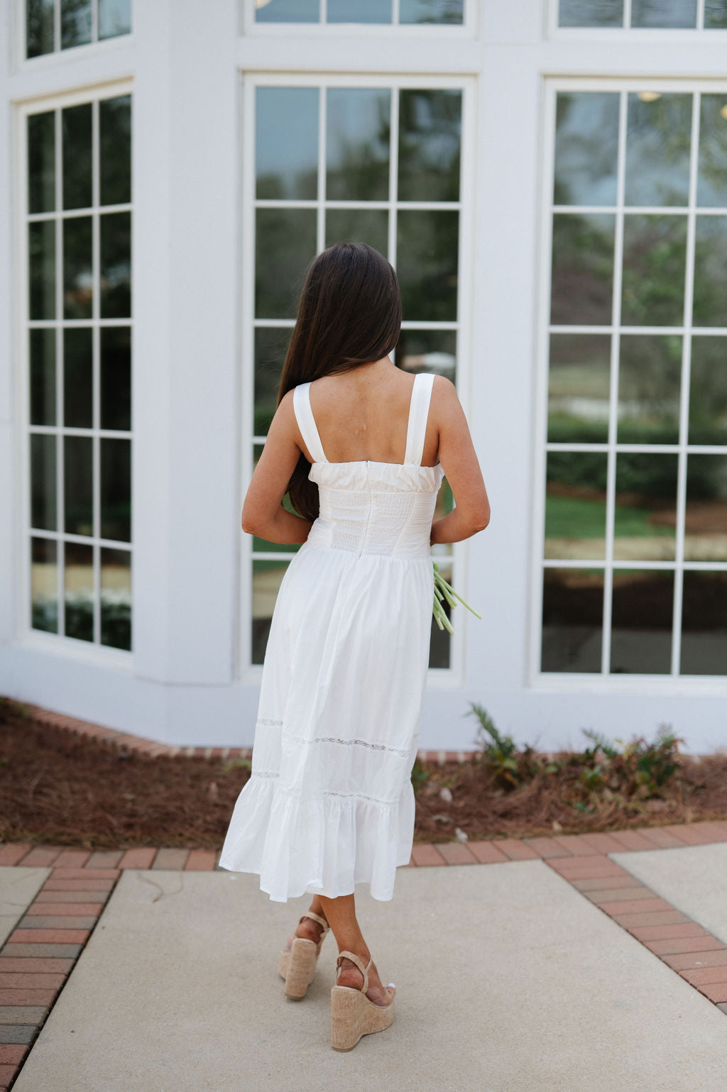 Ollie Ruffle Midi Dress-Off White