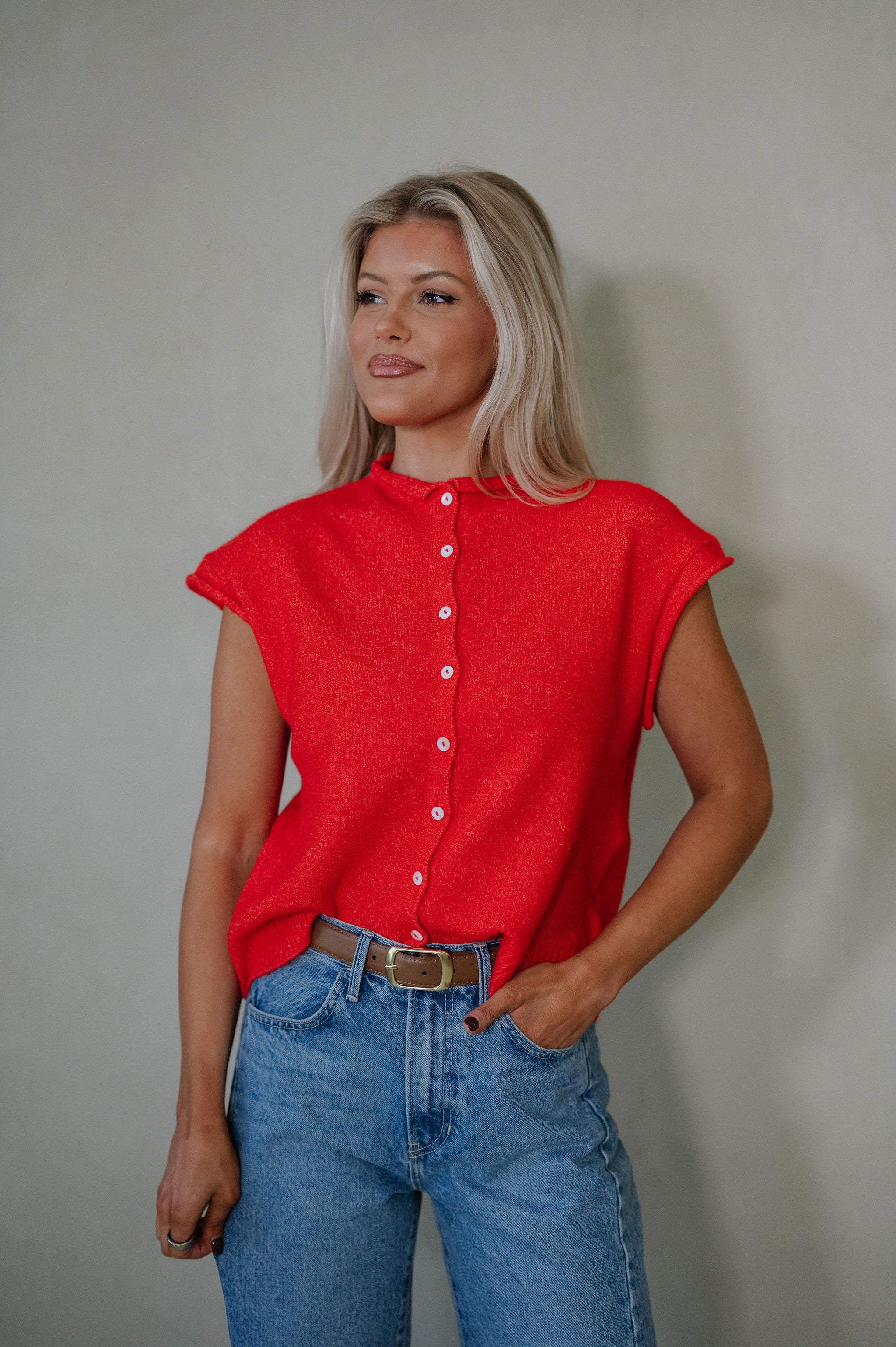 Karly Sweater-Tomato Red