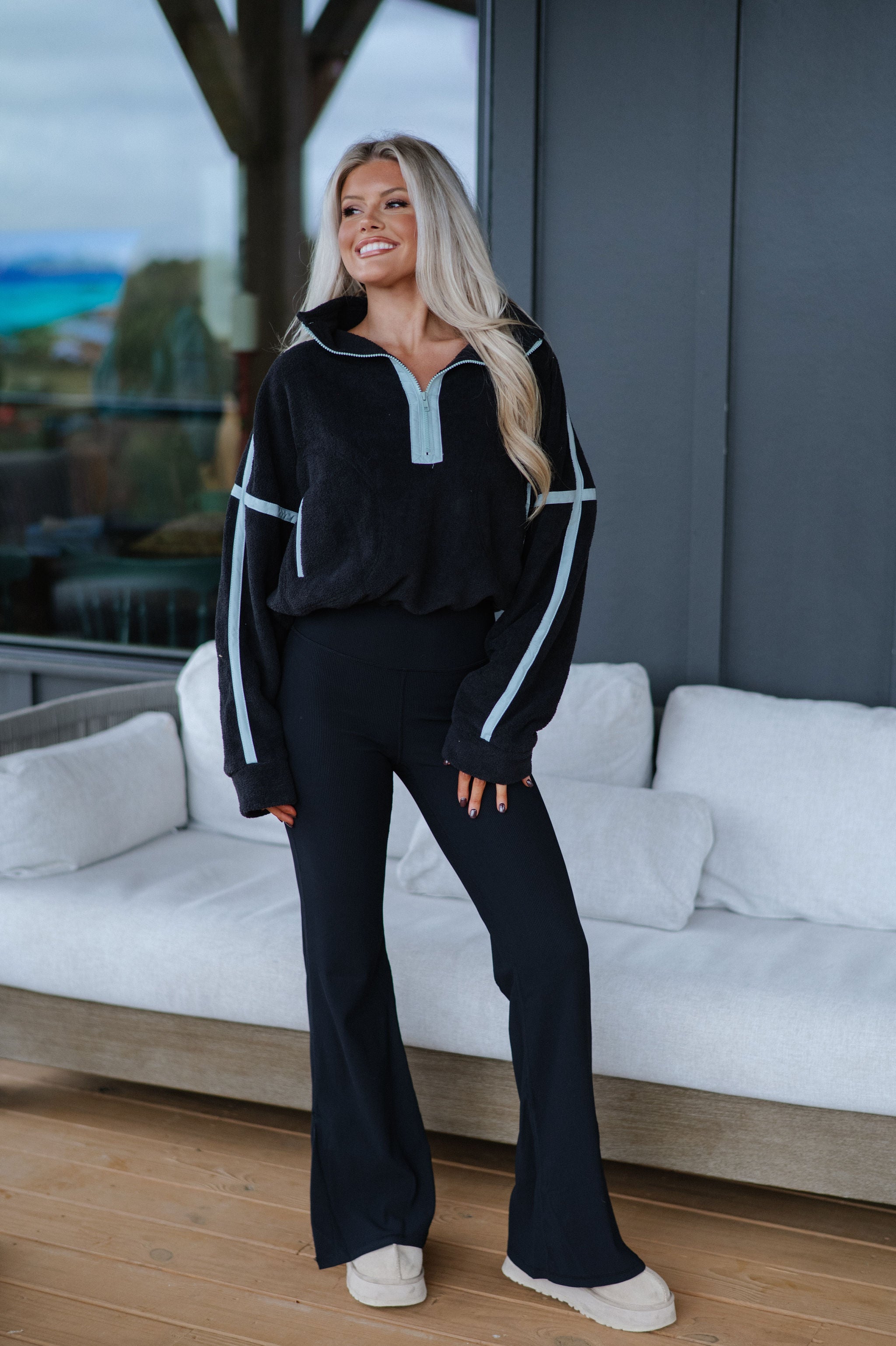 Katy Half Zip Pullover-Black