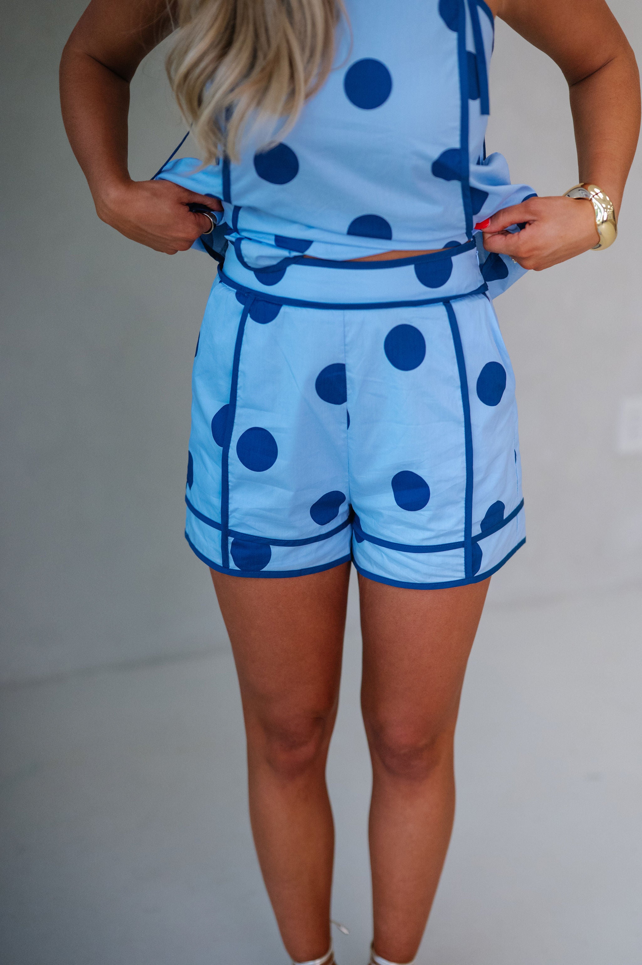 Piper Polka Dot Short Set-Blue/Navy