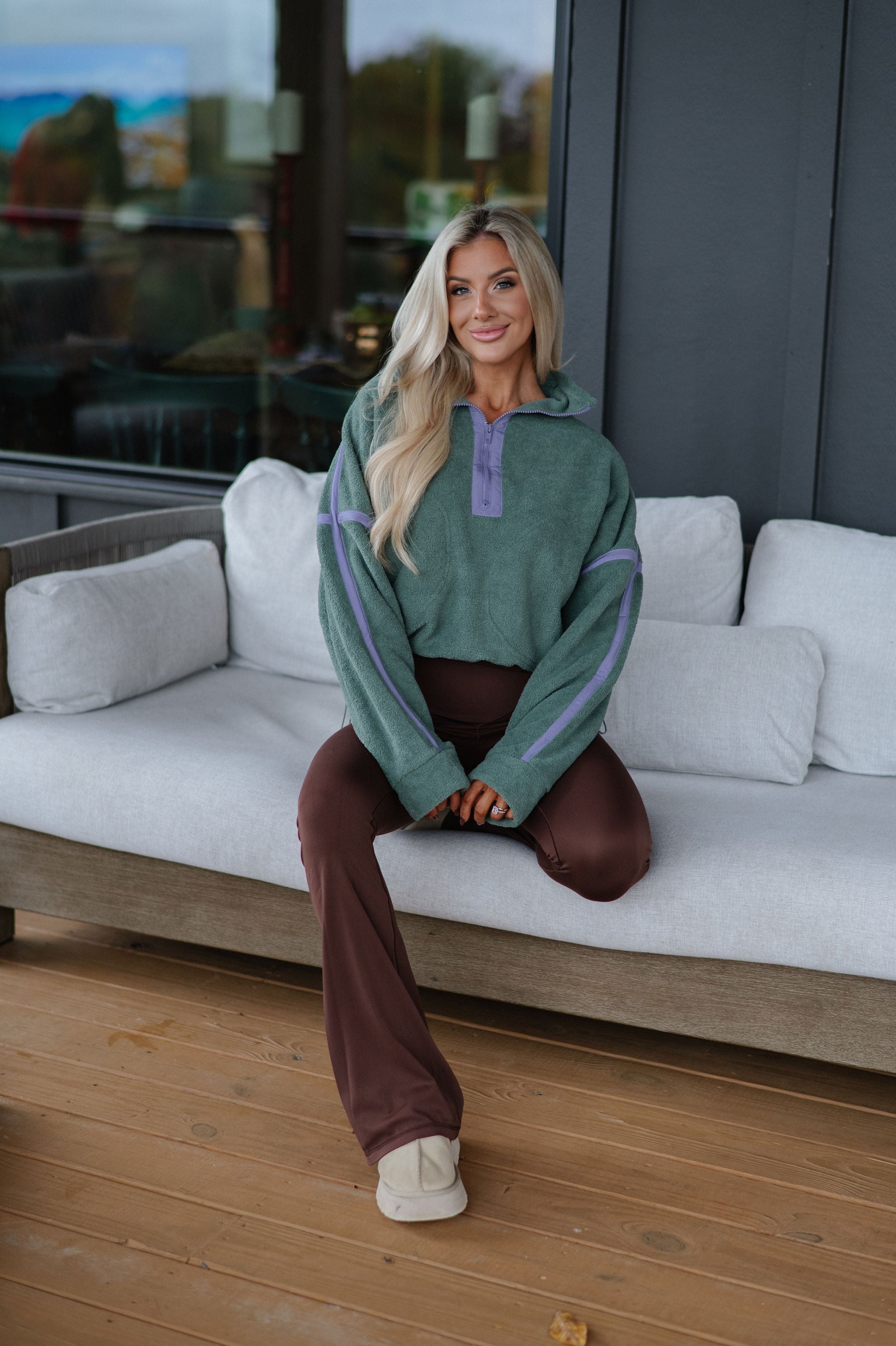 Katy Half Zip Pullover-Pistachio