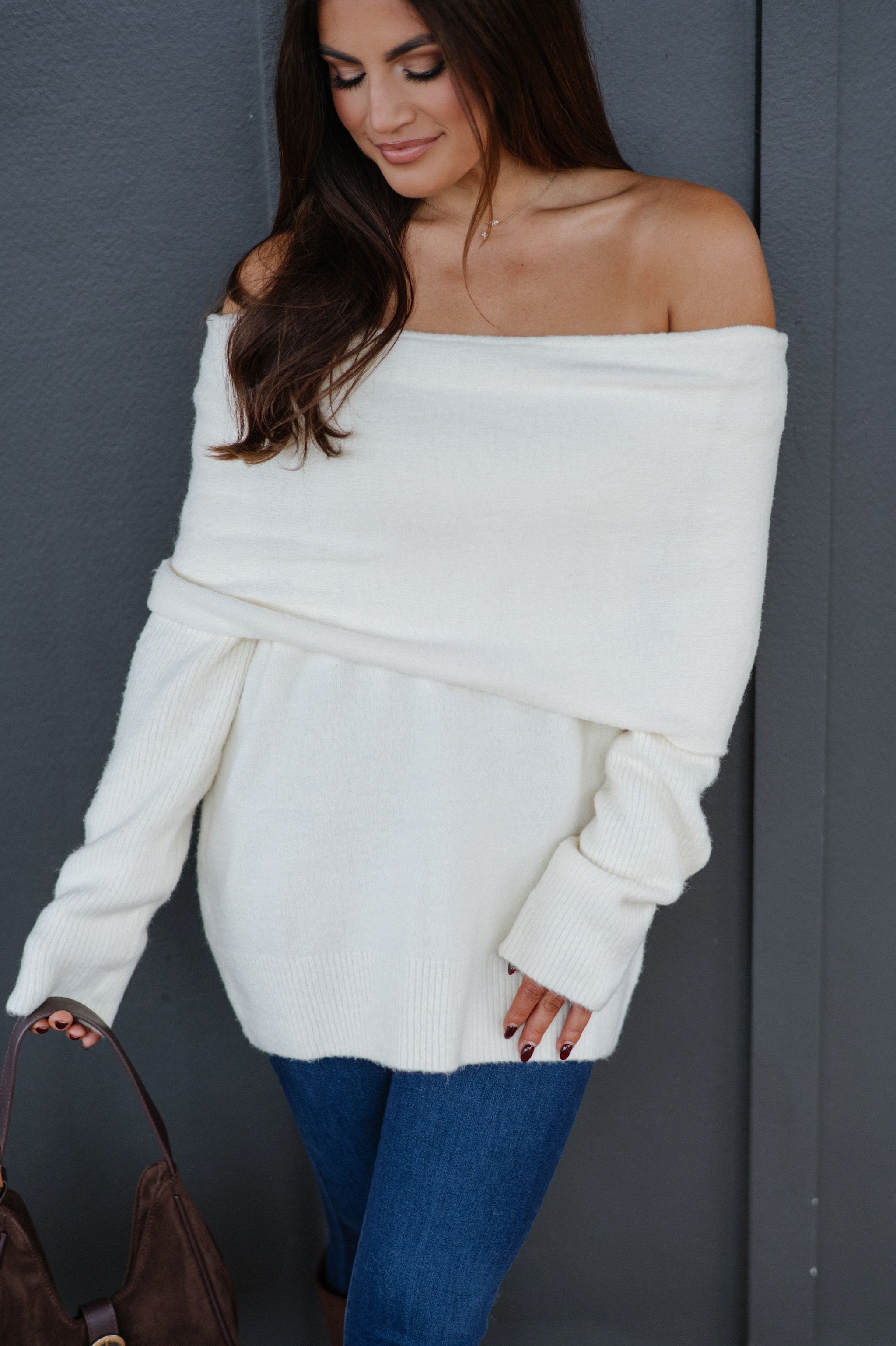 Cozy OTS Knit Sweater-Off White