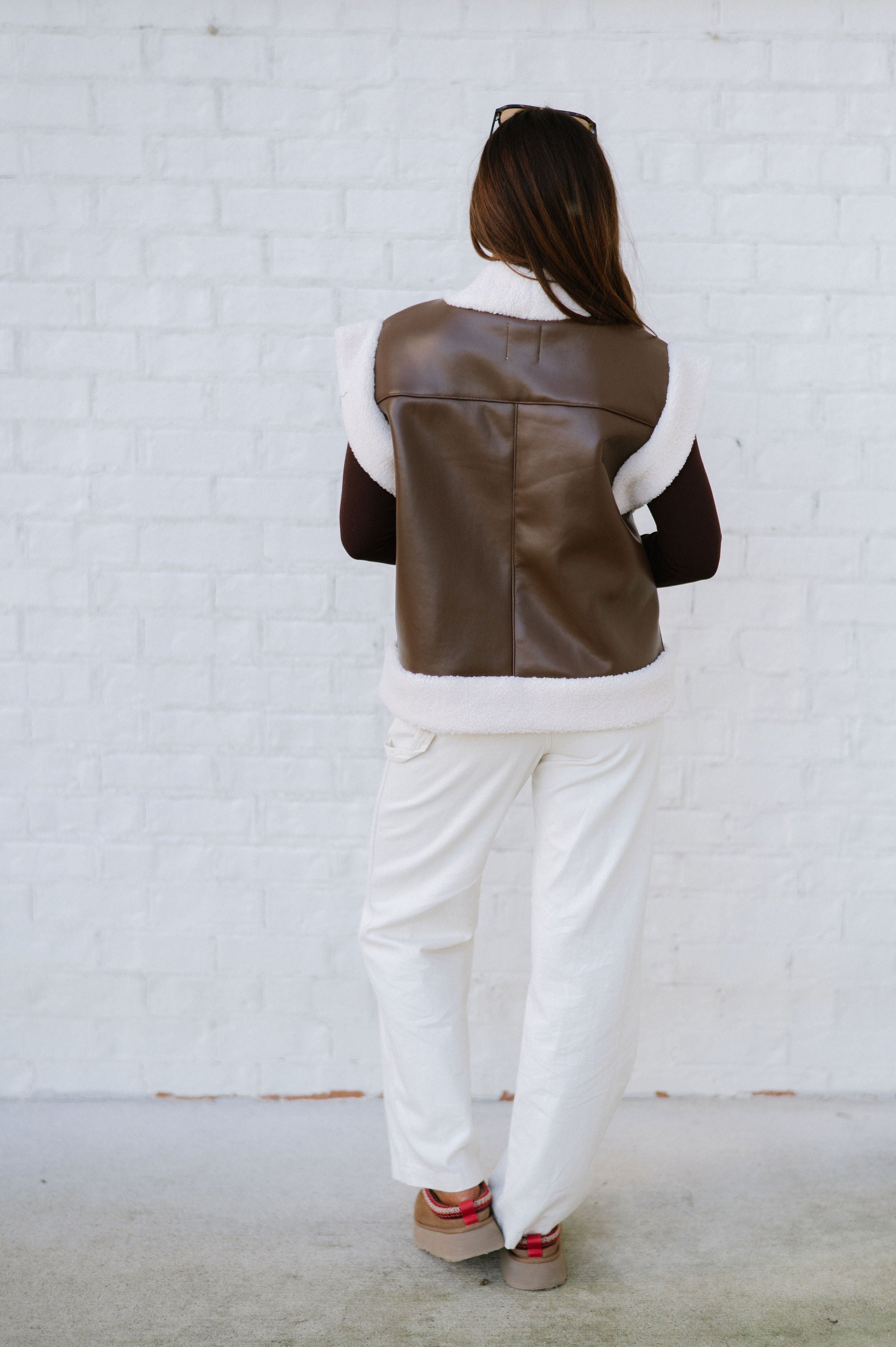 DOORBUSTER//Brewer Oversized Vest-Brown/Cream