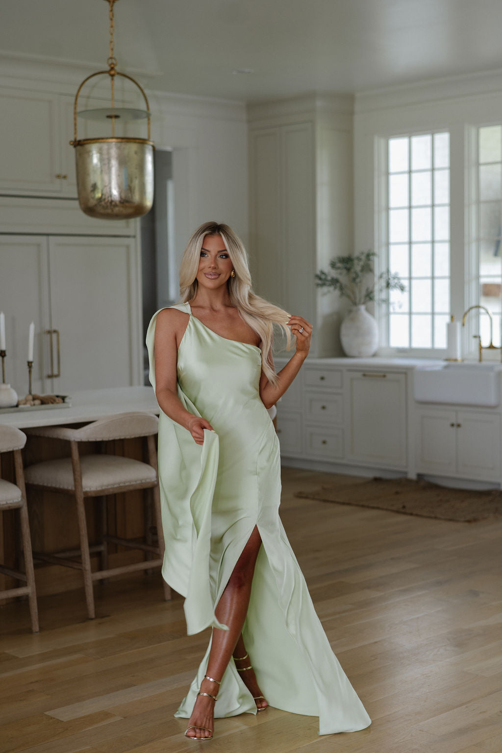 Vivianne Scarf Maxi Dress-Light Sage