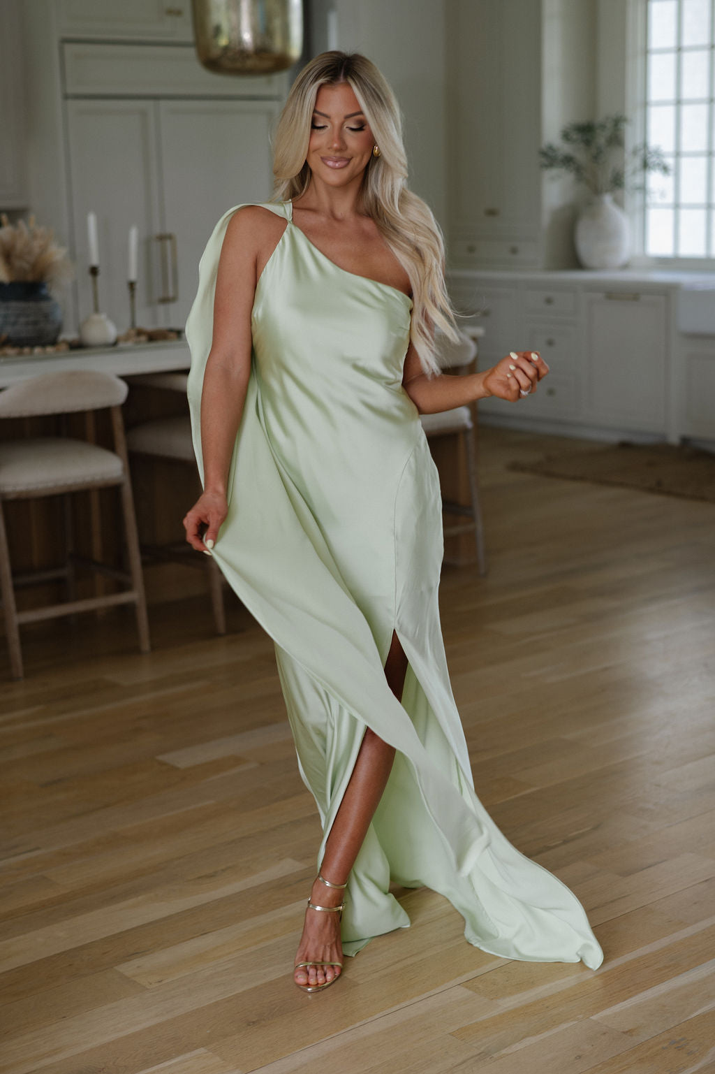Vivianne Scarf Maxi Dress-Light Sage