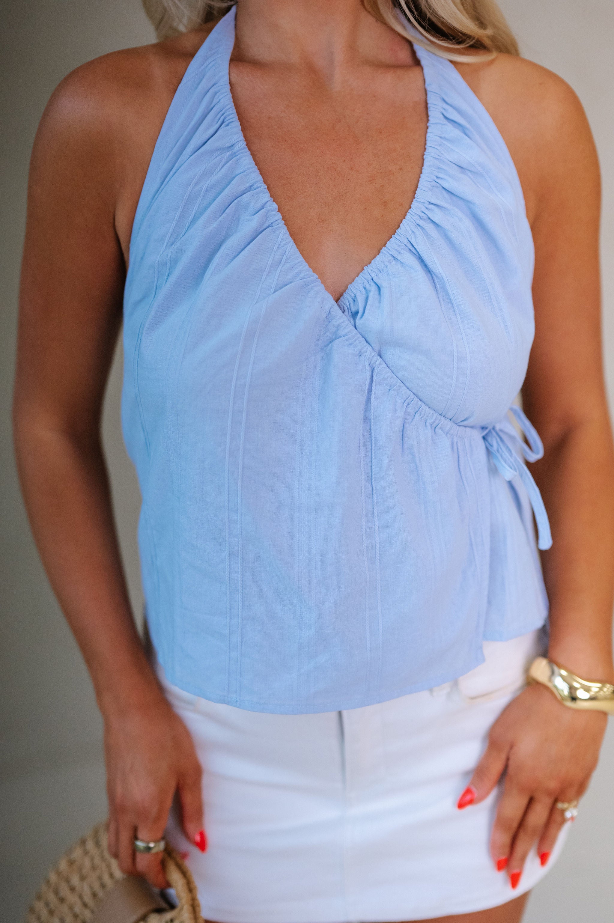 Zaylee Halter Top-Light Blue