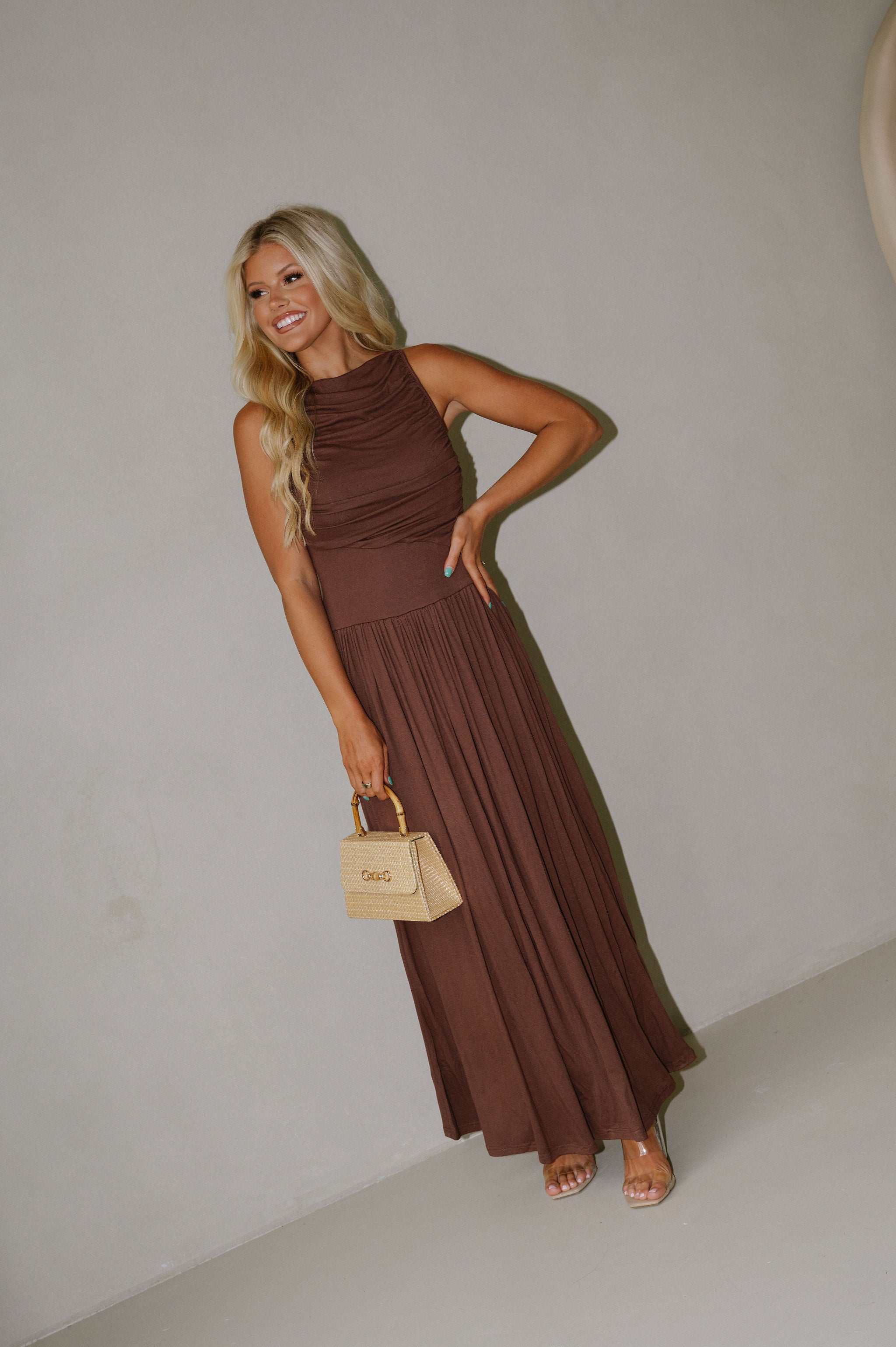 Leni Maxi Dress-Brown