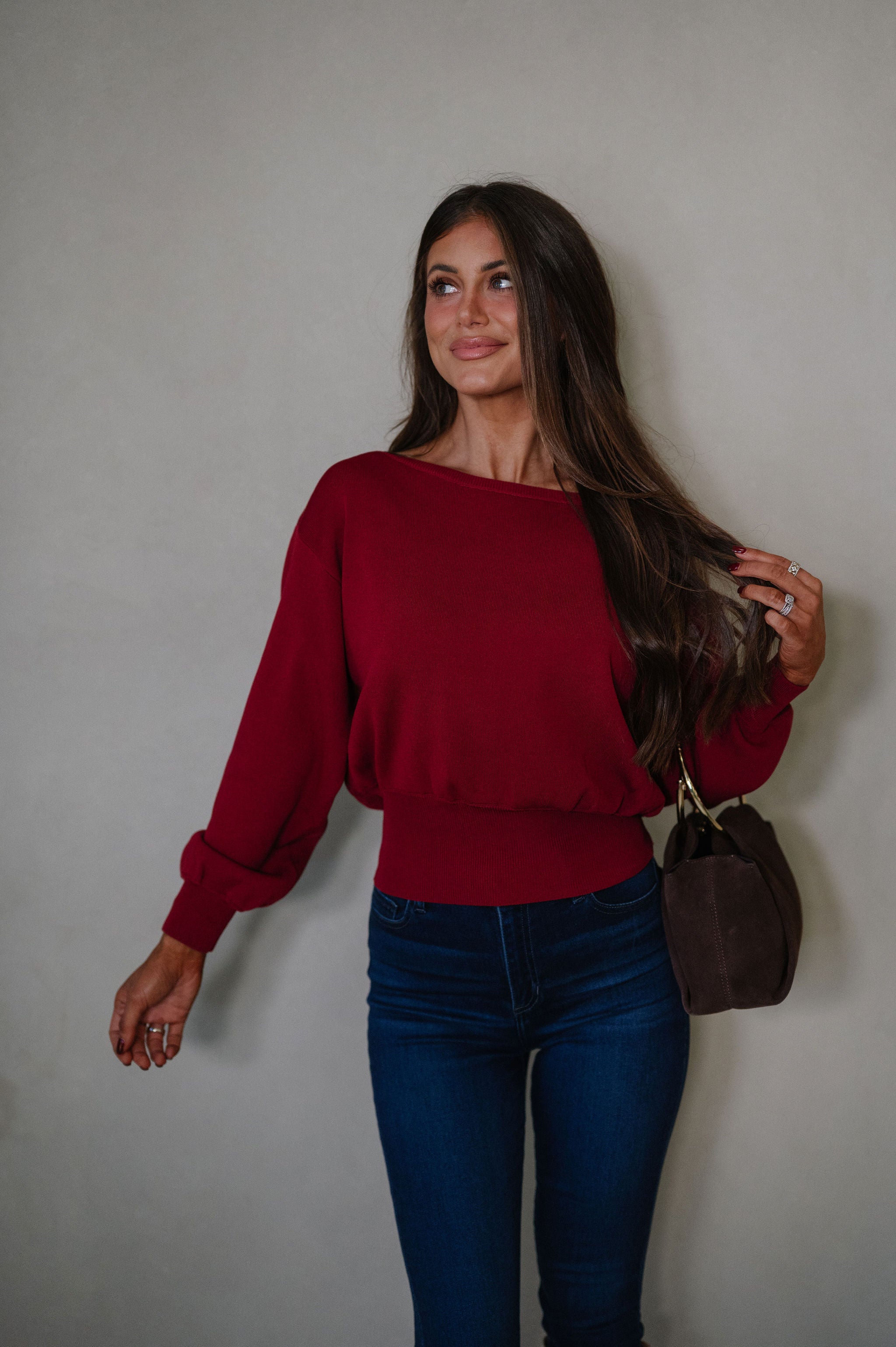 Eloise Sweater-Dark Red