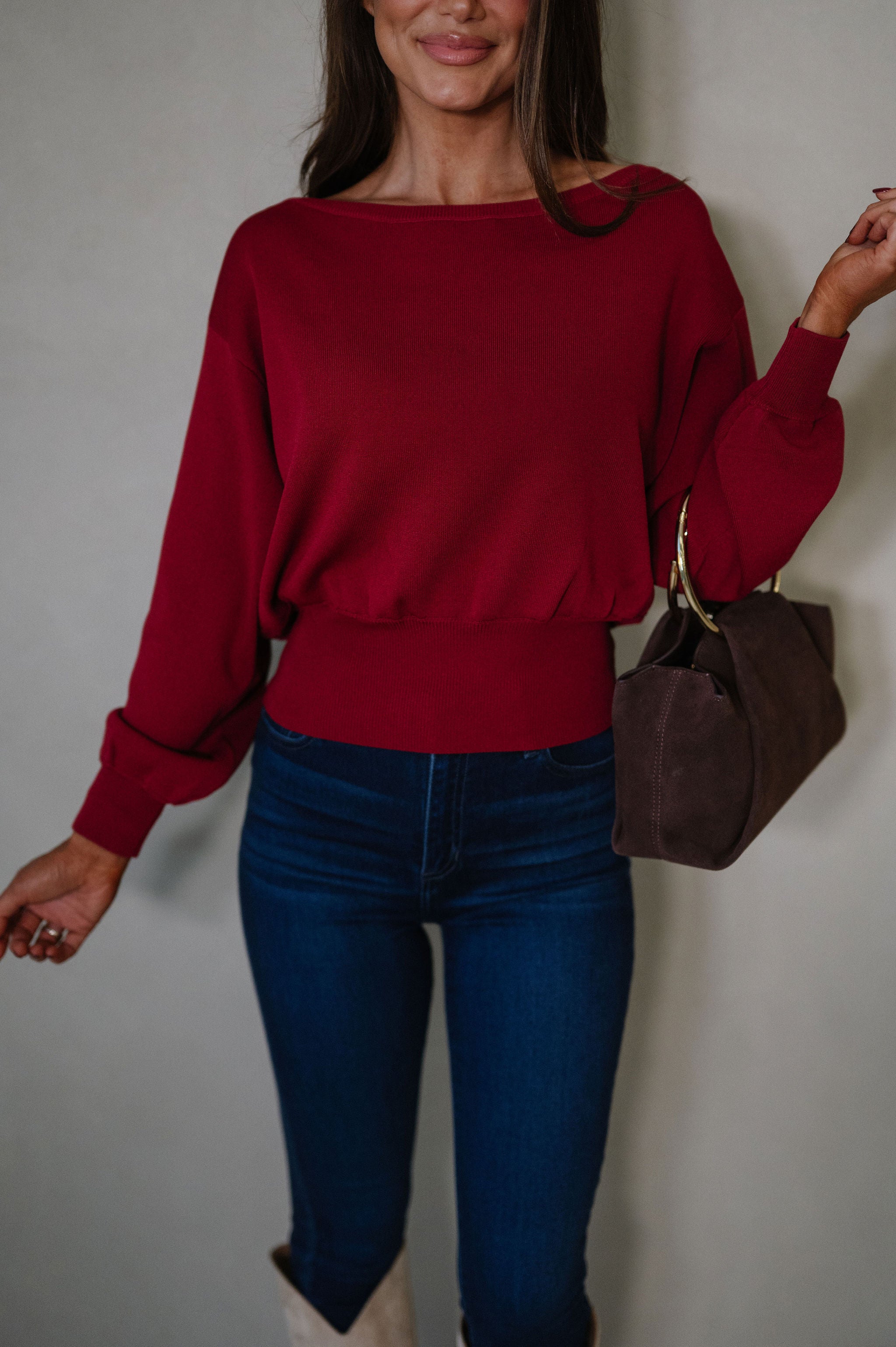 Eloise Sweater-Dark Red