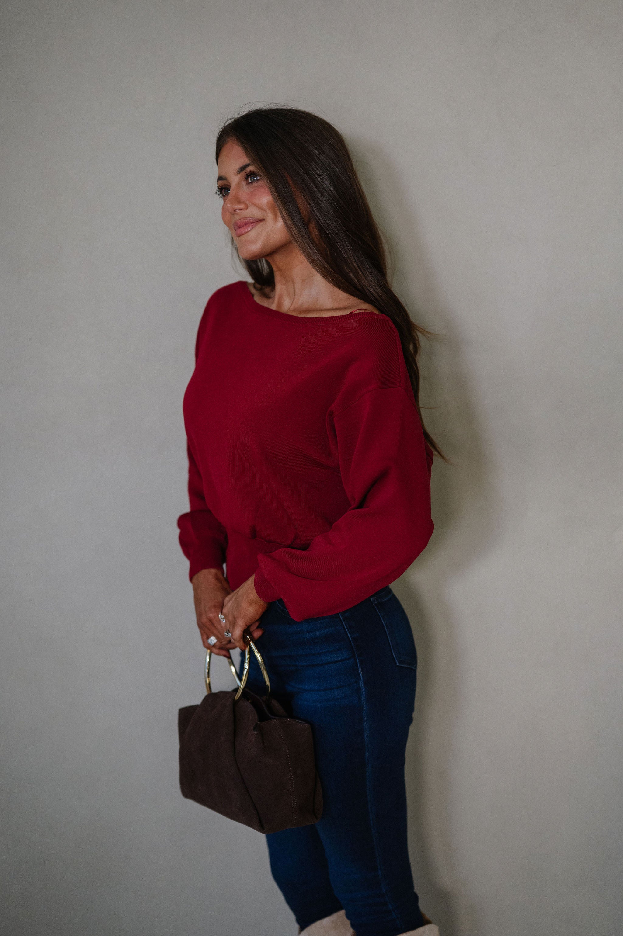 Eloise Sweater-Dark Red