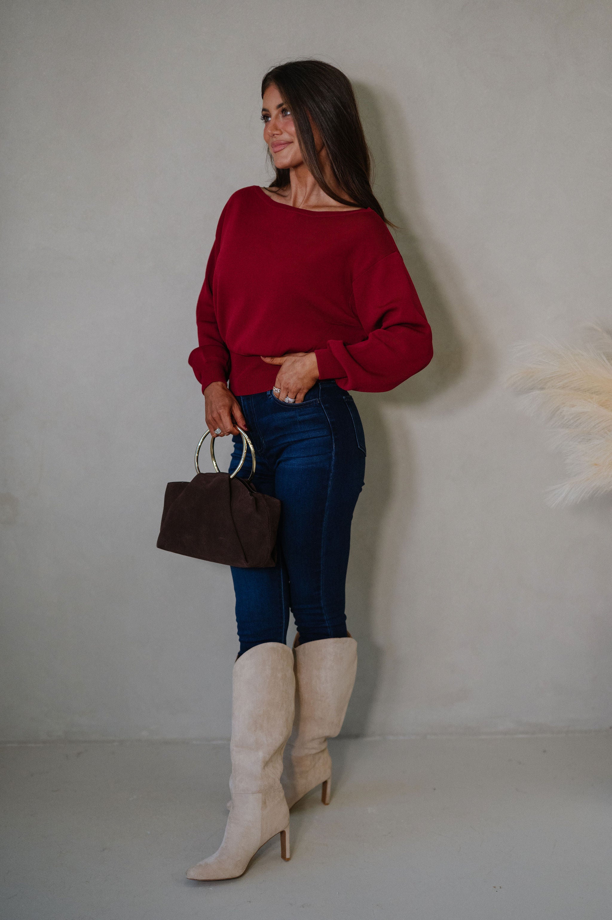 Eloise Sweater-Dark Red